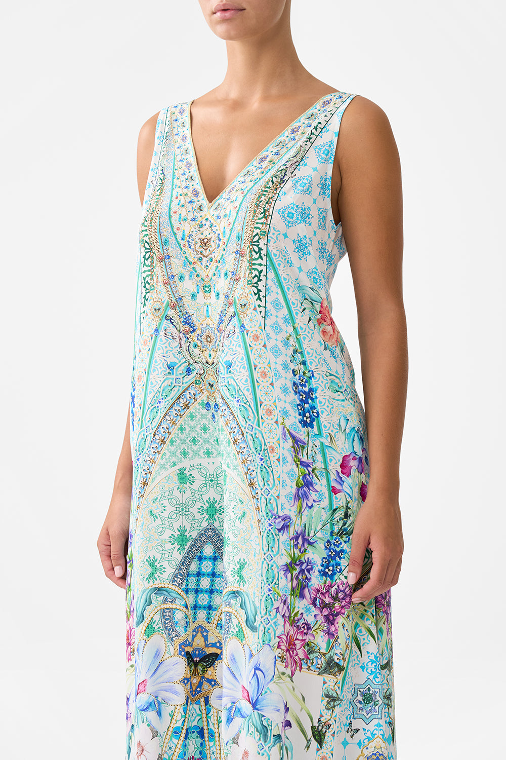 V NECK FLARED JUMPSUIT SUNRISE IN SINTRA