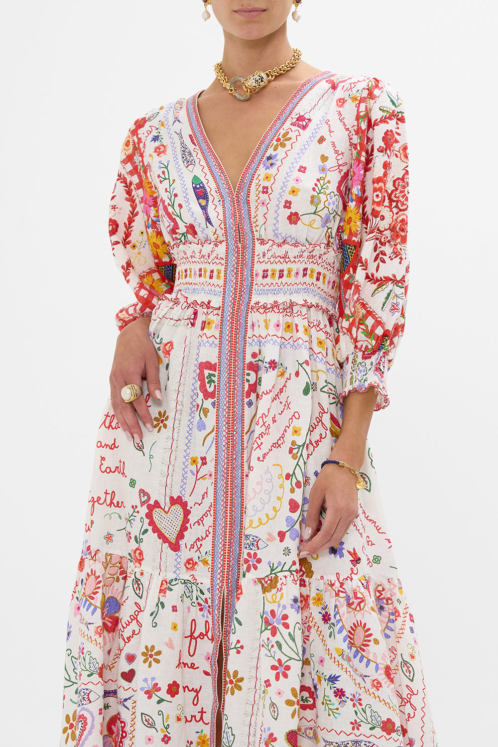 SHIRRED WAISTBAND LONG DRESS A KITSCH IN TIME