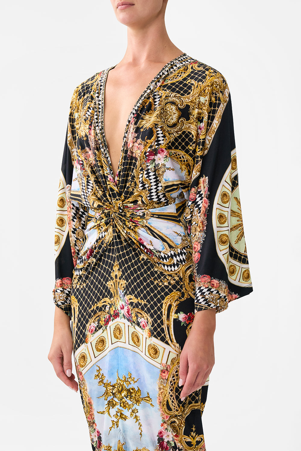 LONG SPLIT FRONT TWIST DRESS MONARCHY MANIA