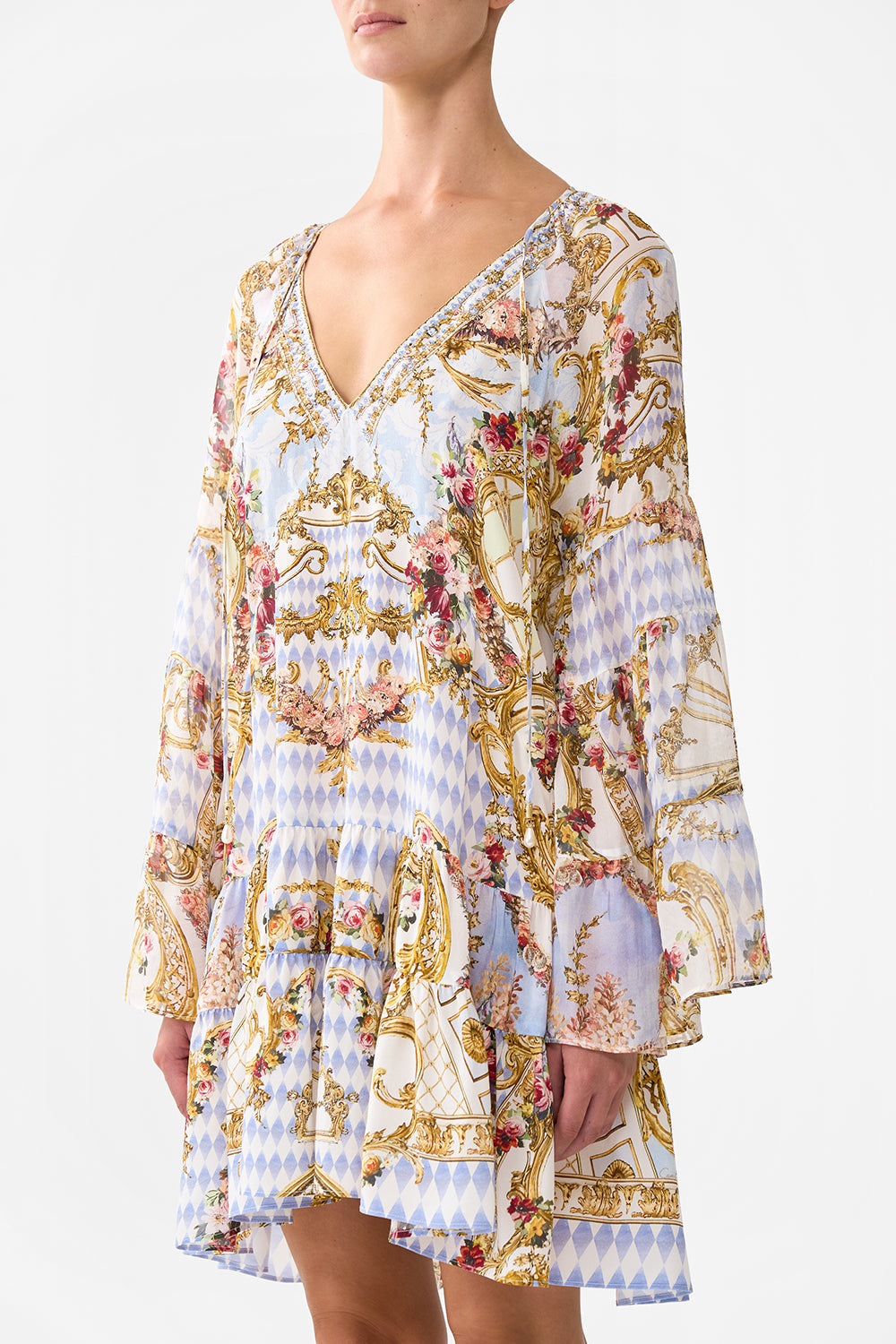 A-LINE GATHERED PANEL DRESS THRONE GAMES