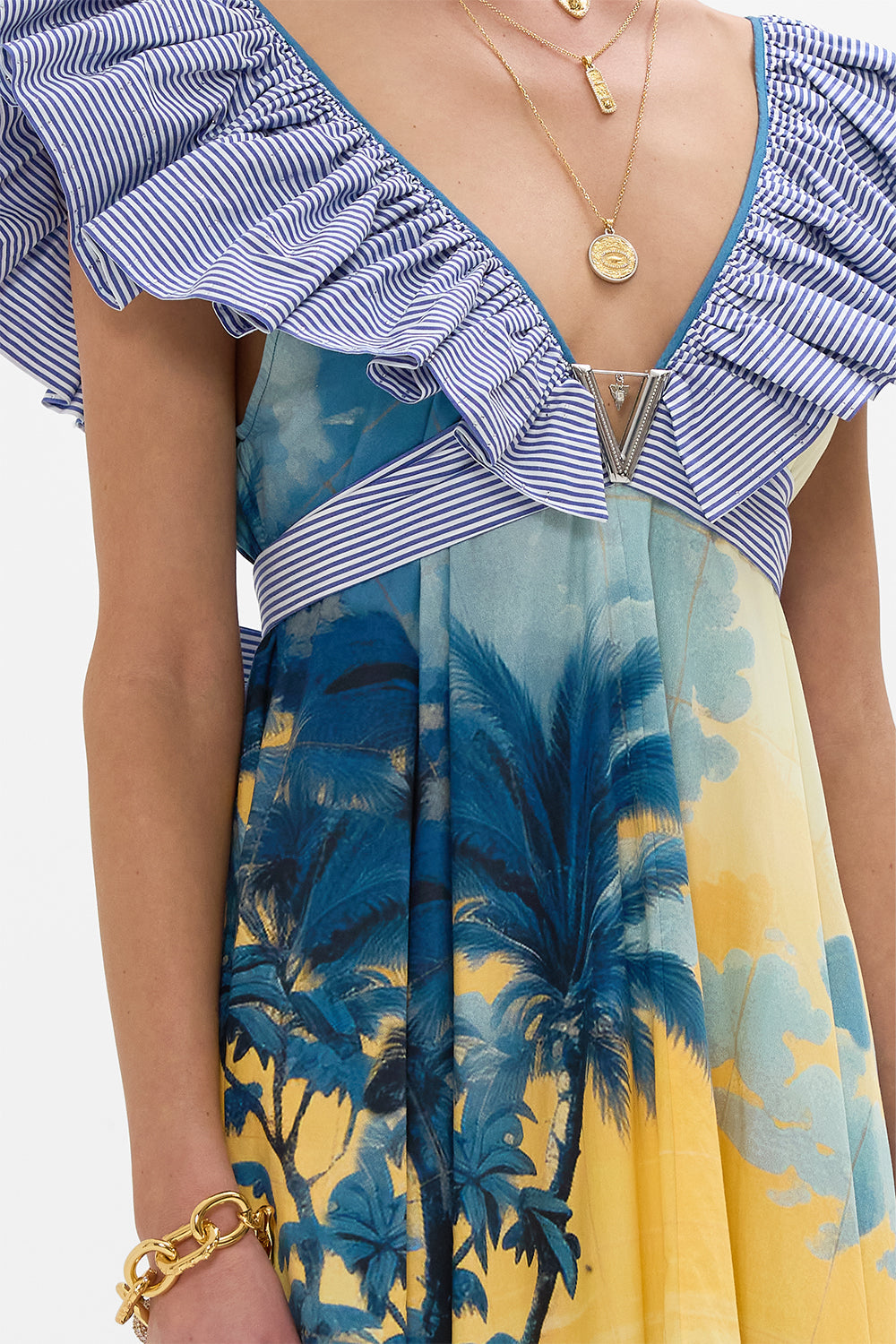 FRILL NECK DRESS WITH HARDWARE SONG OF SAINT ANTHONY