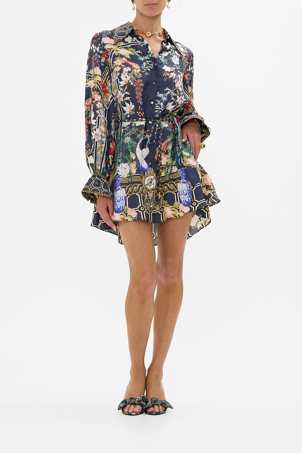CAMILLA Shift Shirt Dress in Palacio Poetry print