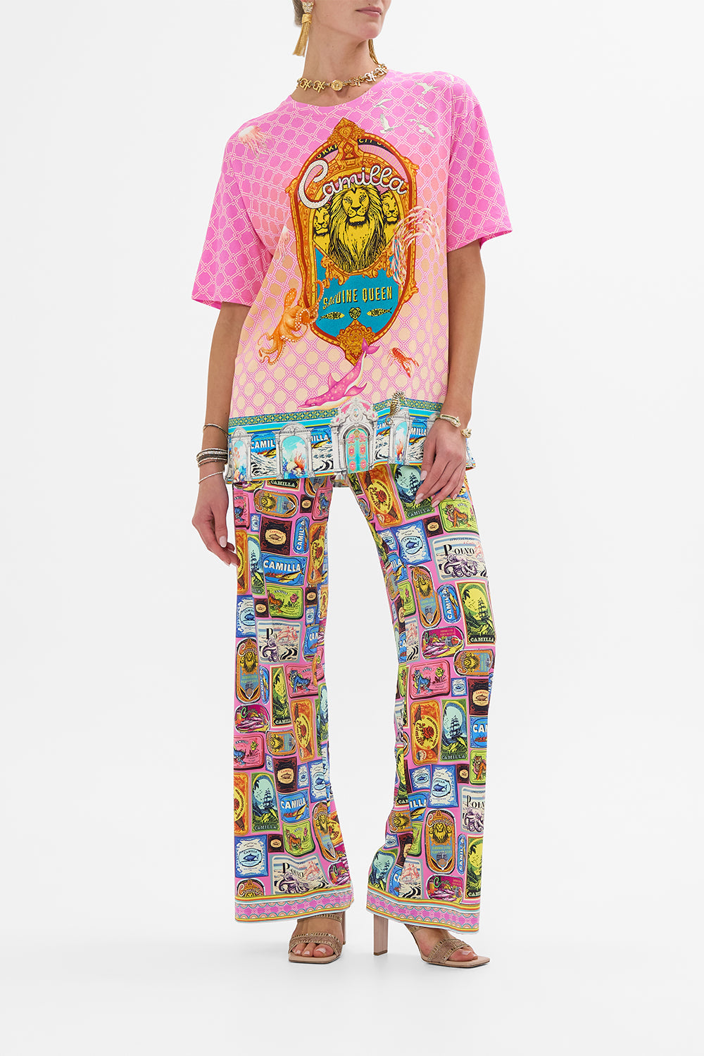 OVERSIZED BAND TEE - PINK/ MULTI SALTY SPLENDOUR