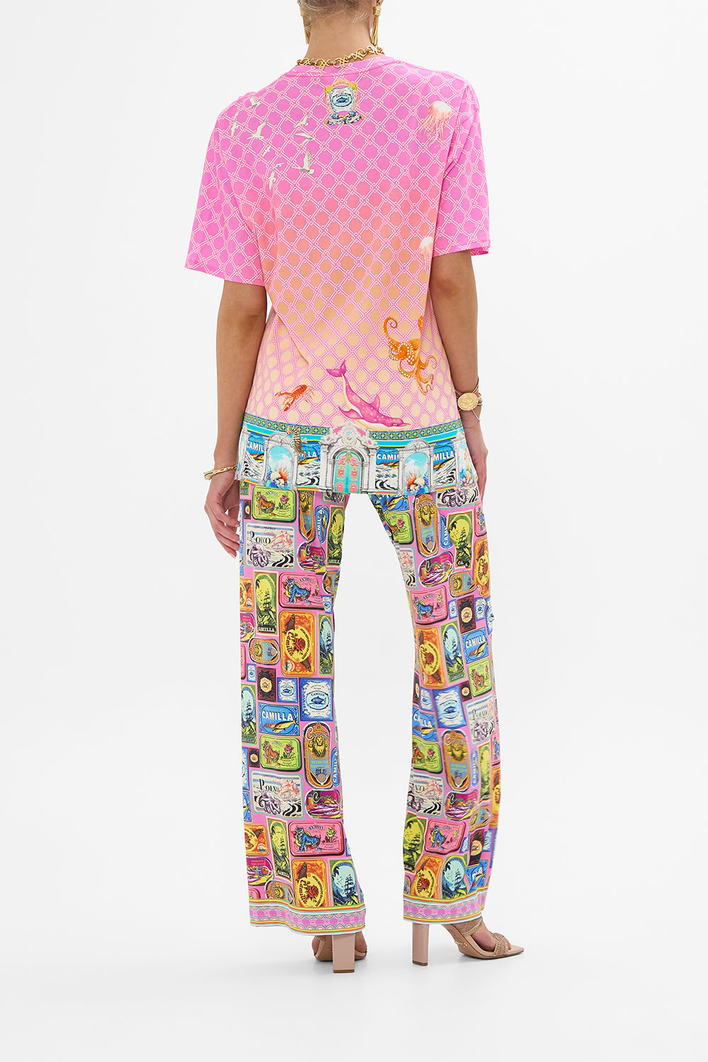 OVERSIZED BAND TEE - PINK/ MULTI SALTY SPLENDOUR