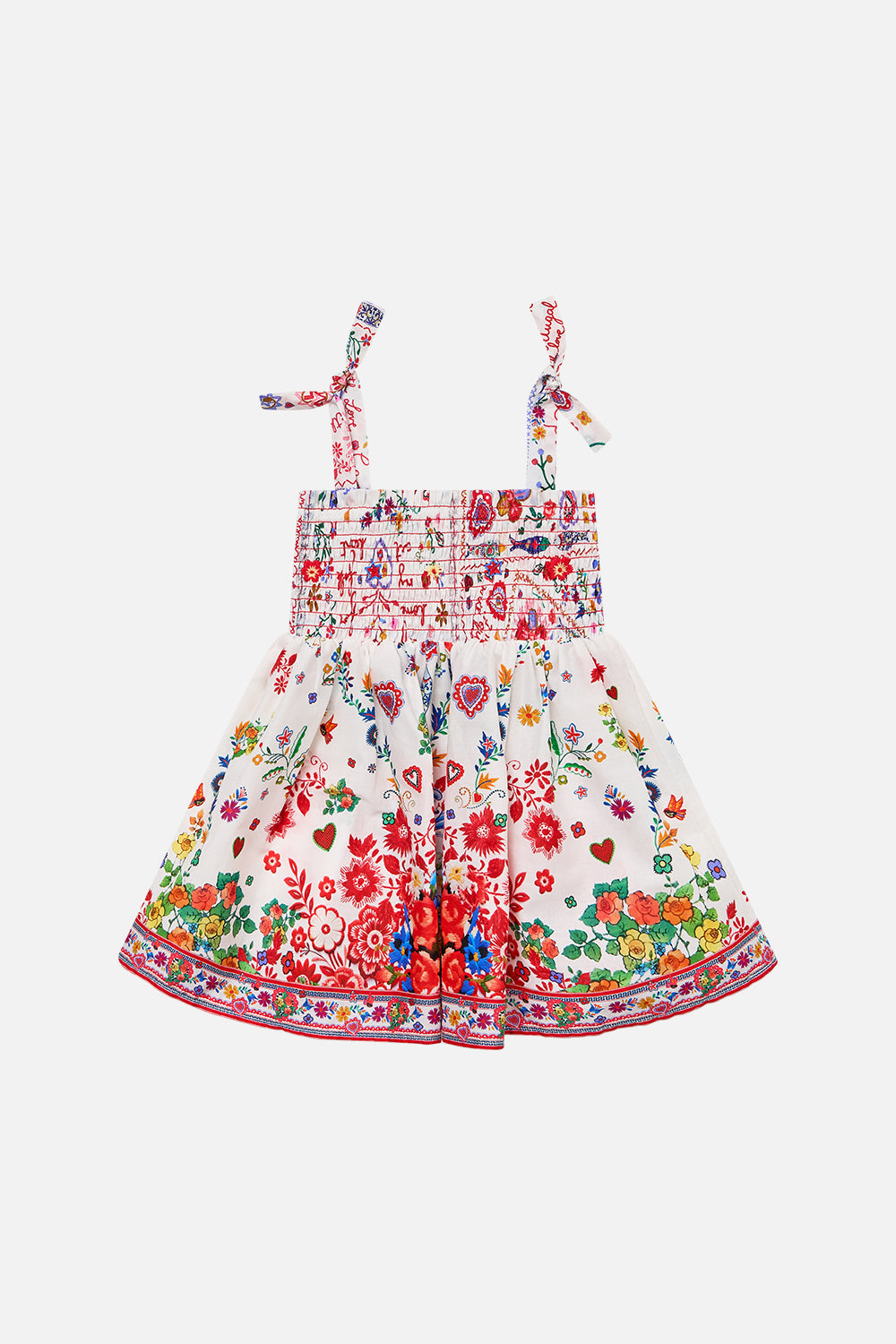 BABIES DRESS WITH SHIRRING FAITH, LUCK & JUSTICE