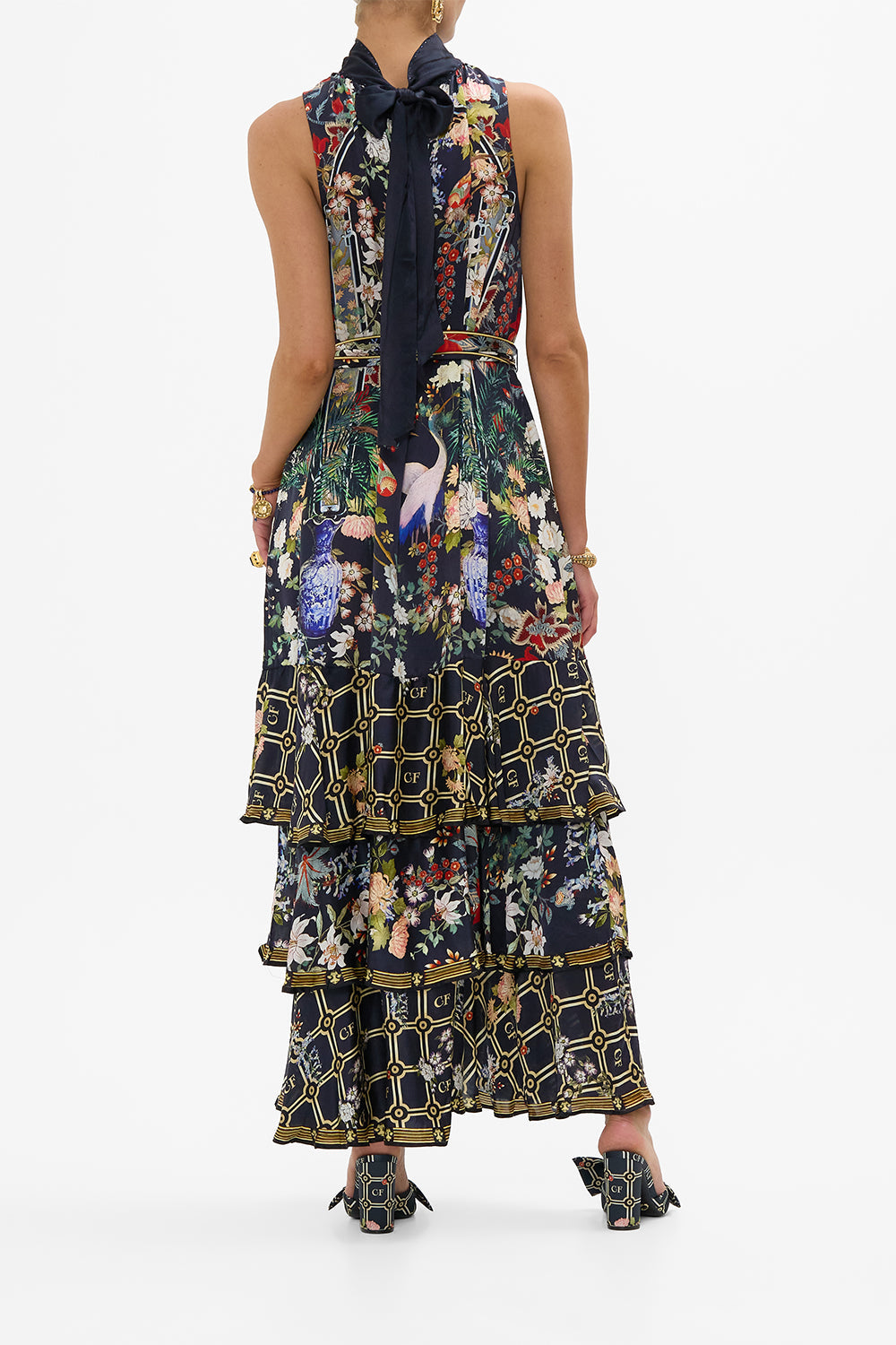 HIGHNECK TIERED RUFFLE HEM DRESS PALACIO POETRY