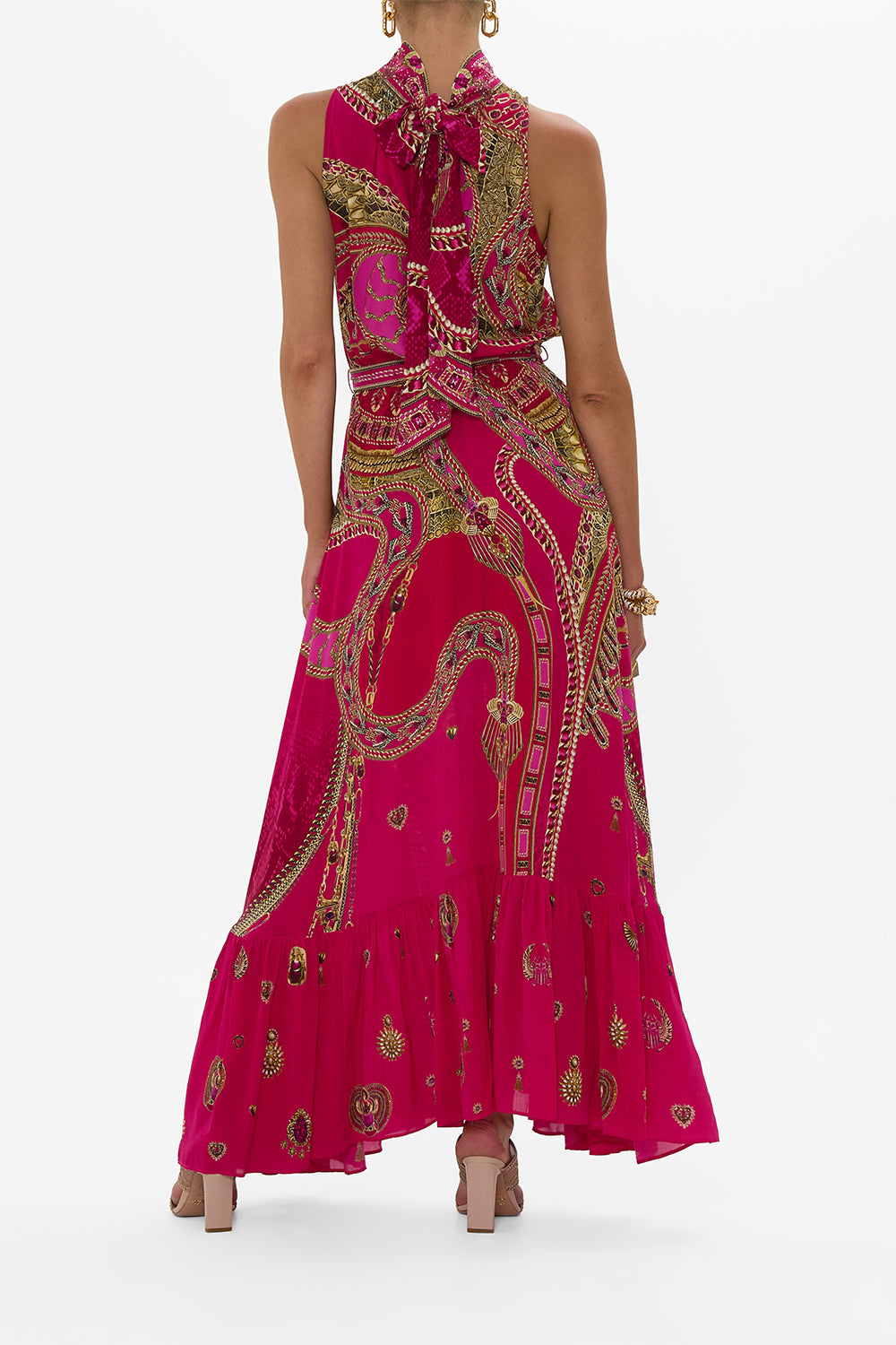 NECKTIE DRESS WITH ELASTICATED WAIST KISSED BY A COBRA