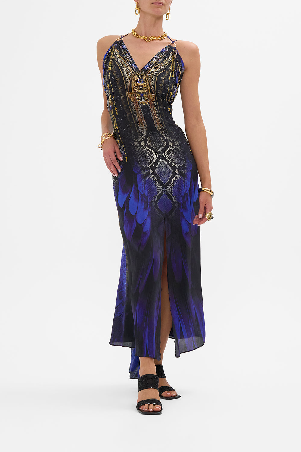 CAMILLA Ring Detail Strap Dress in Other Side of the Oasis print.