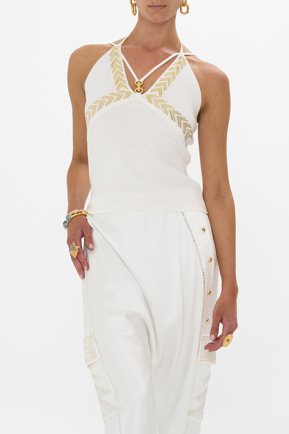 FITTED KNIT TOP WITH HARDWARE GODDESS ENERGY