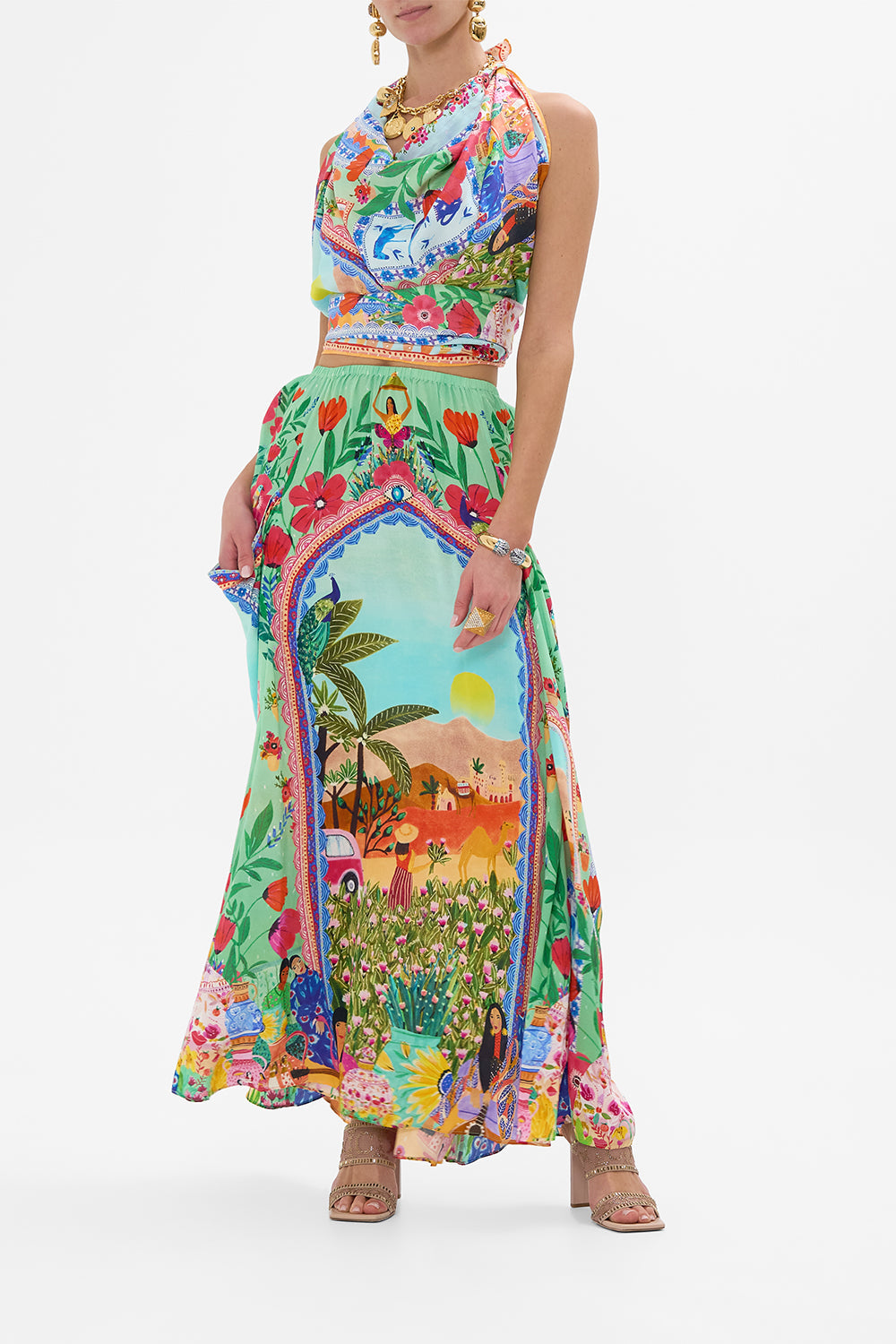 CAMILLA Large Square Scarf in Queens of Creation print.