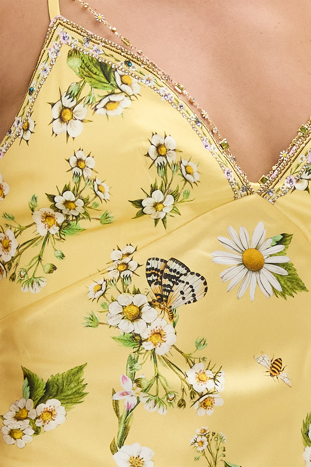 The CAMILLA Chain Detail Slip Dress in our Daisy Chains print.