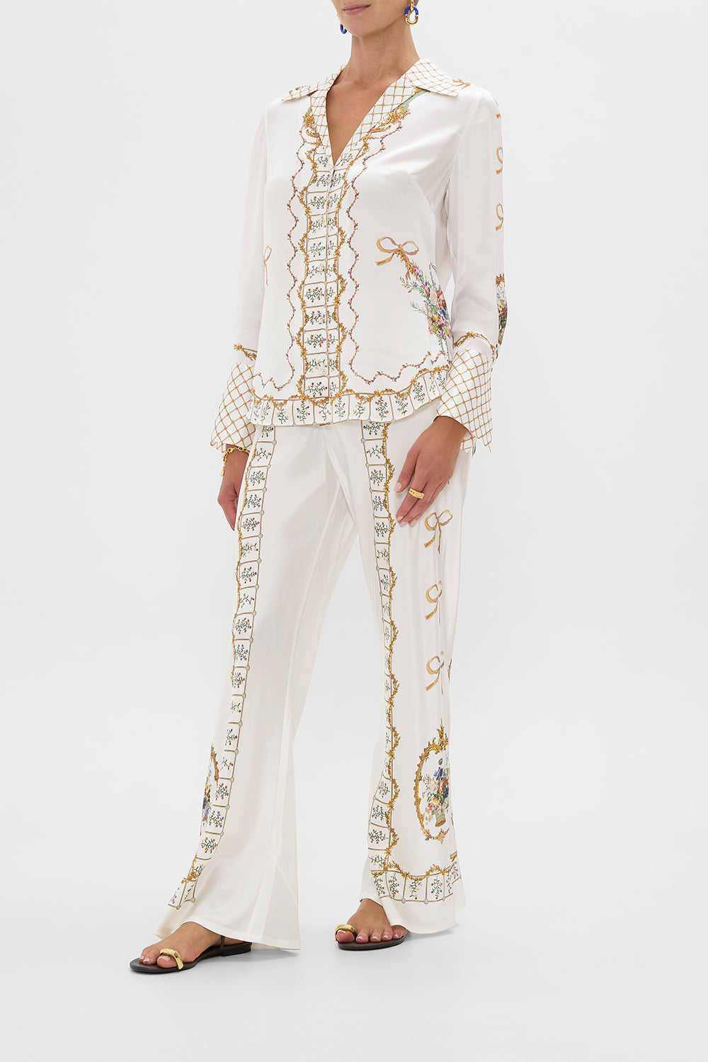 The CAMILLA Pyjama Shirt in our Dressing Room Drama print.