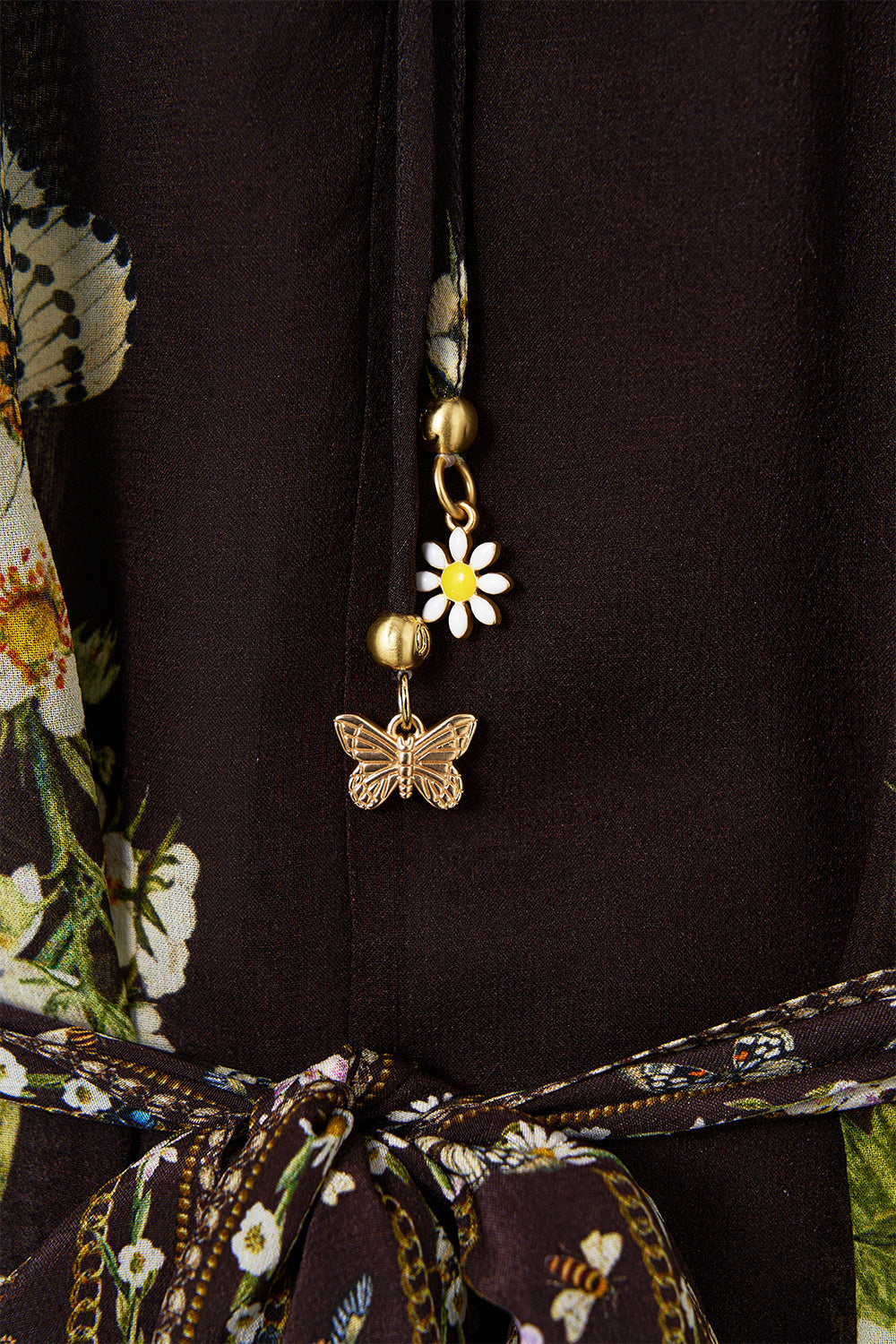 The CAMILLA Long Dress With Handkerchief Sleeve in our Dish It, Daisy print.