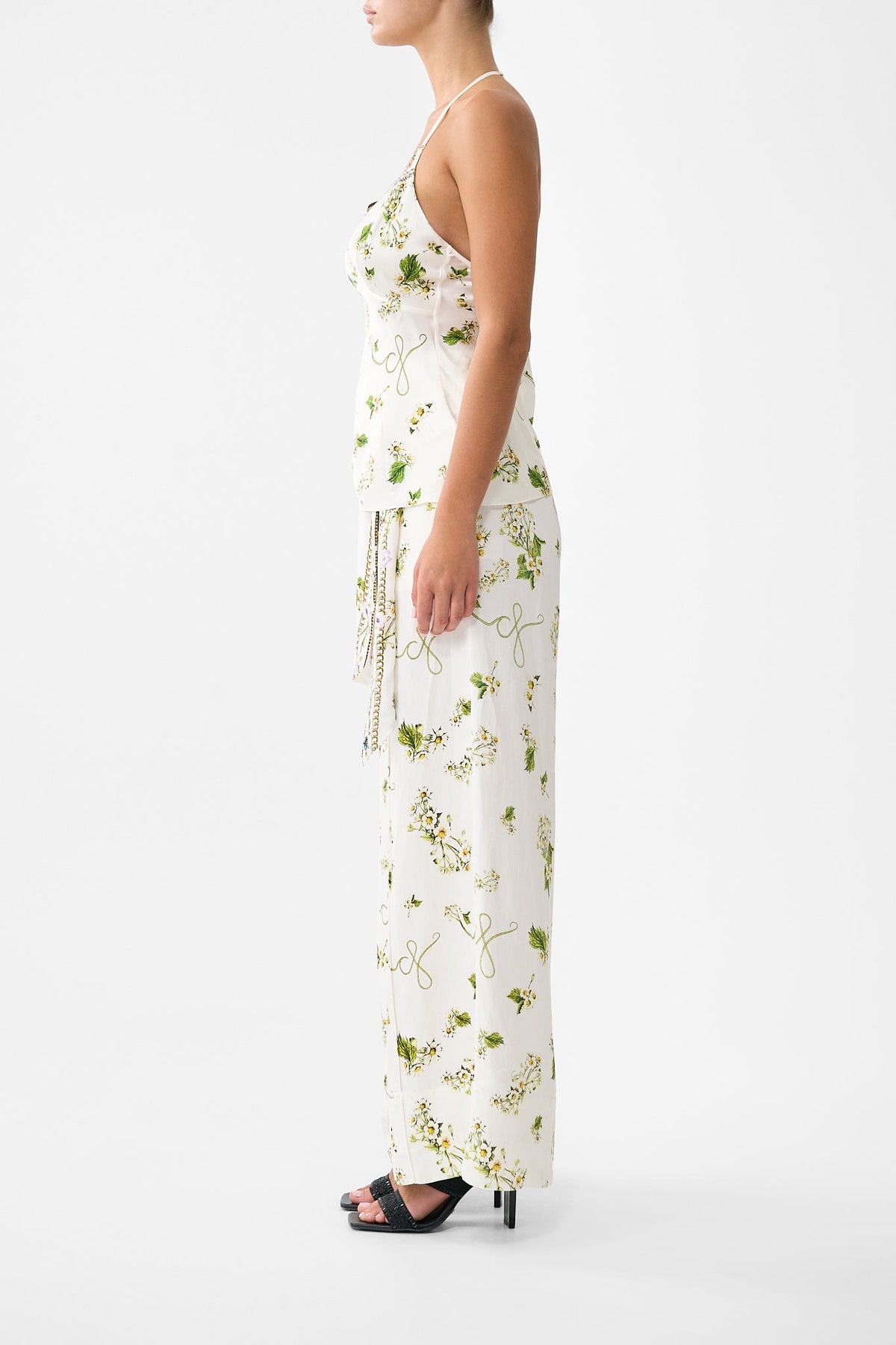 The CAMILLA Chain Detail Bias Cami in our Botanical Utopia print.