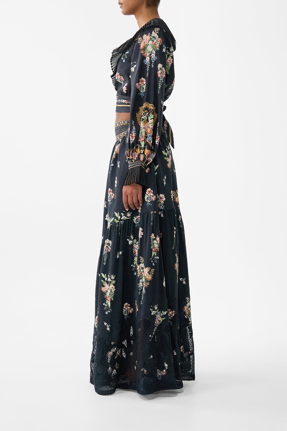 The CAMILLA Skirt With Shaped Seam in our Noble Endeavours print.