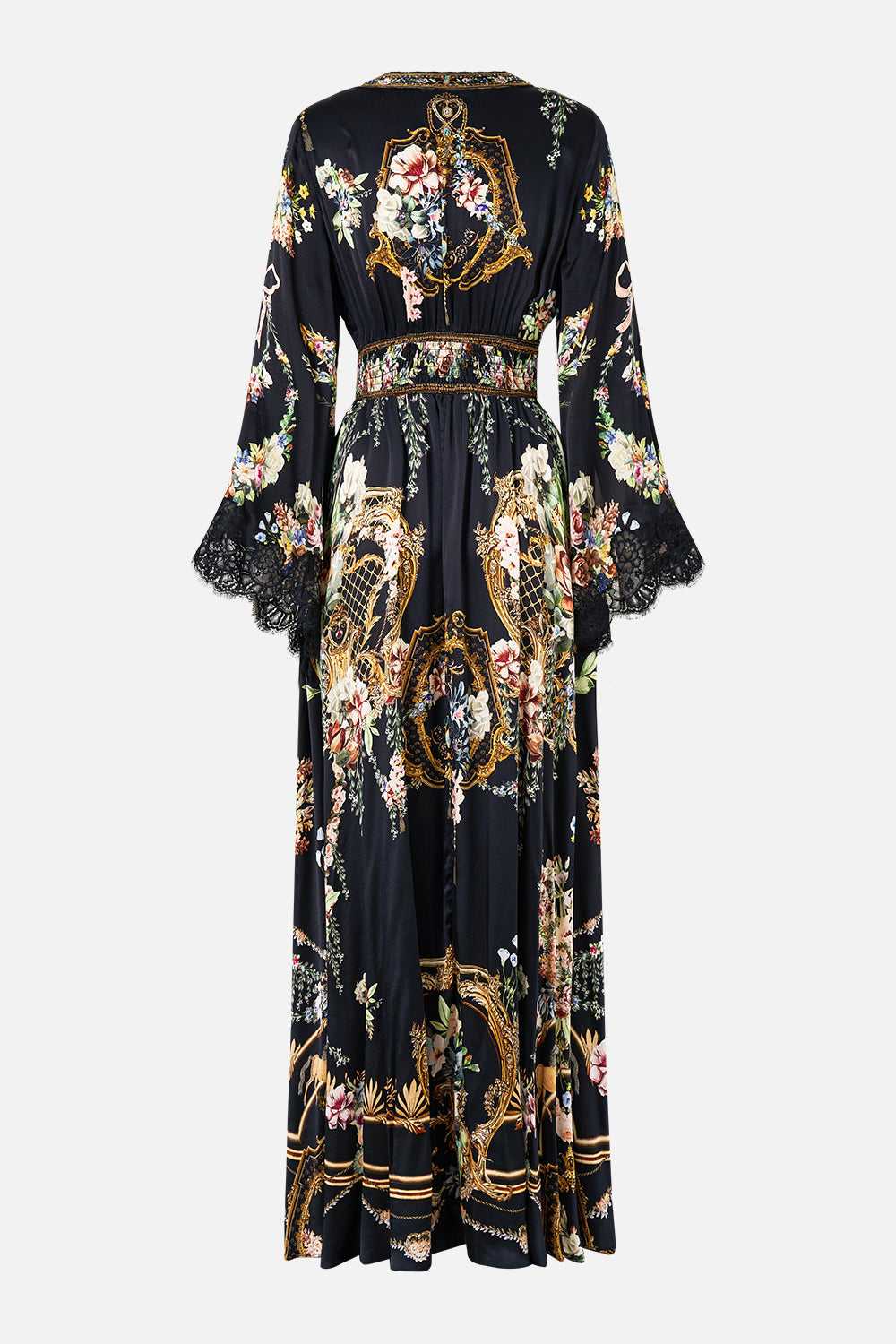The CAMILLA Kimono Sleeve Dress With Shirring Detail in our Noble Endeavours print.