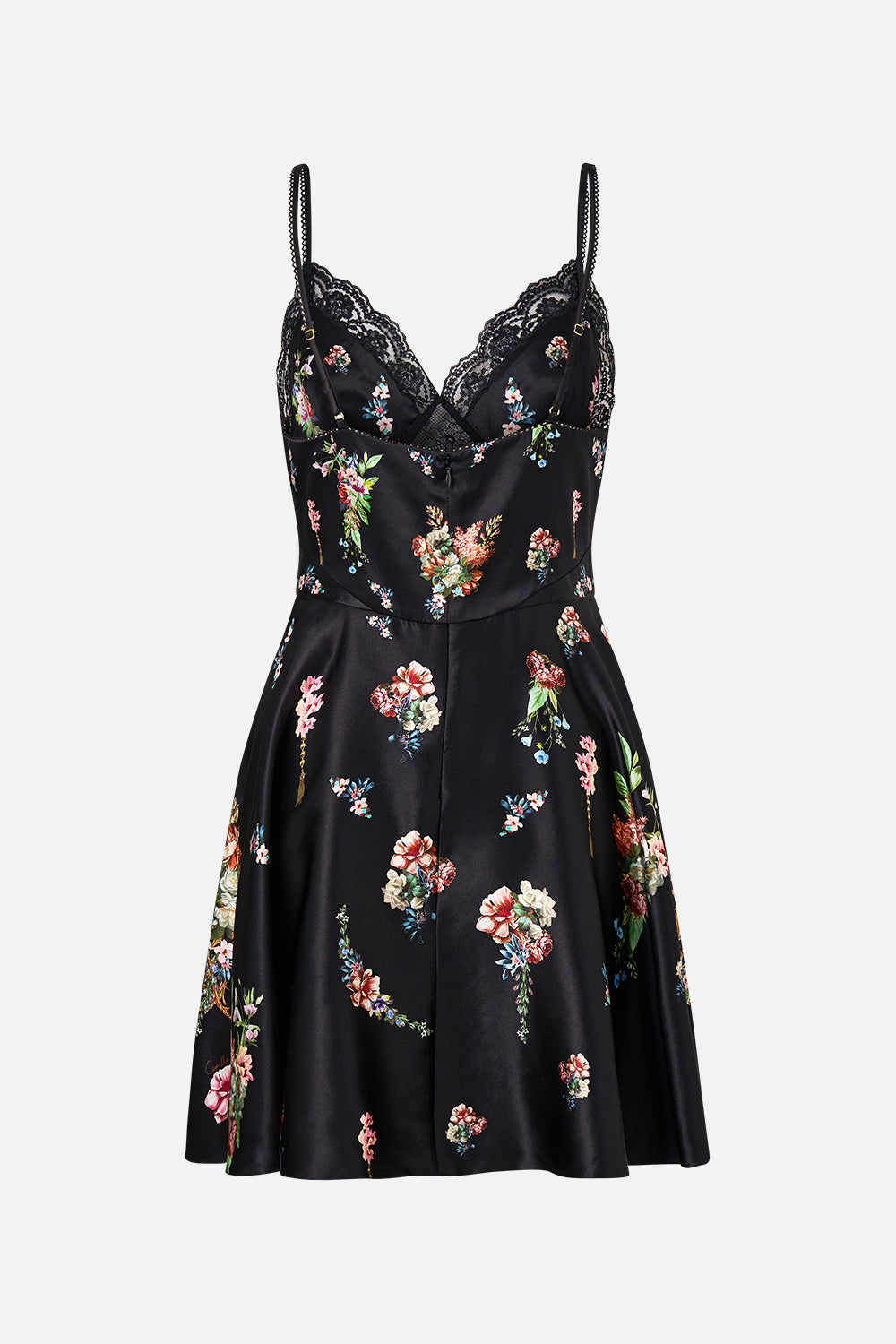 The CAMILLA Spliced Lace Mini Dress in our Noble Endeavours print.