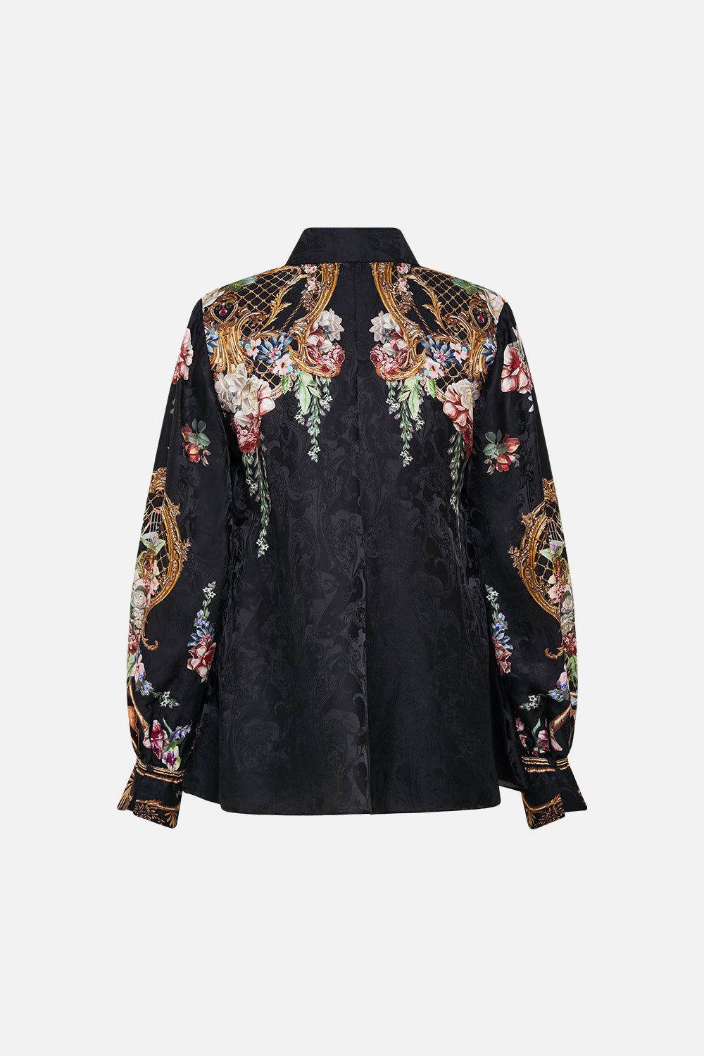 The CAMILLA Curved Collar Blouse in our Noble Endeavours print.