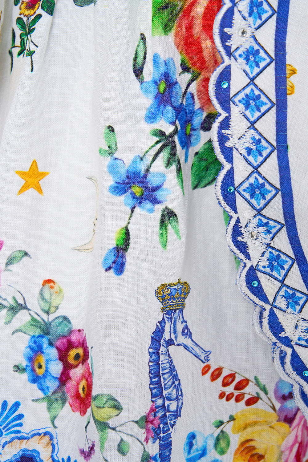 The CAMILLA Short Tie Front Blouson Dress in our Tiles Darls print.