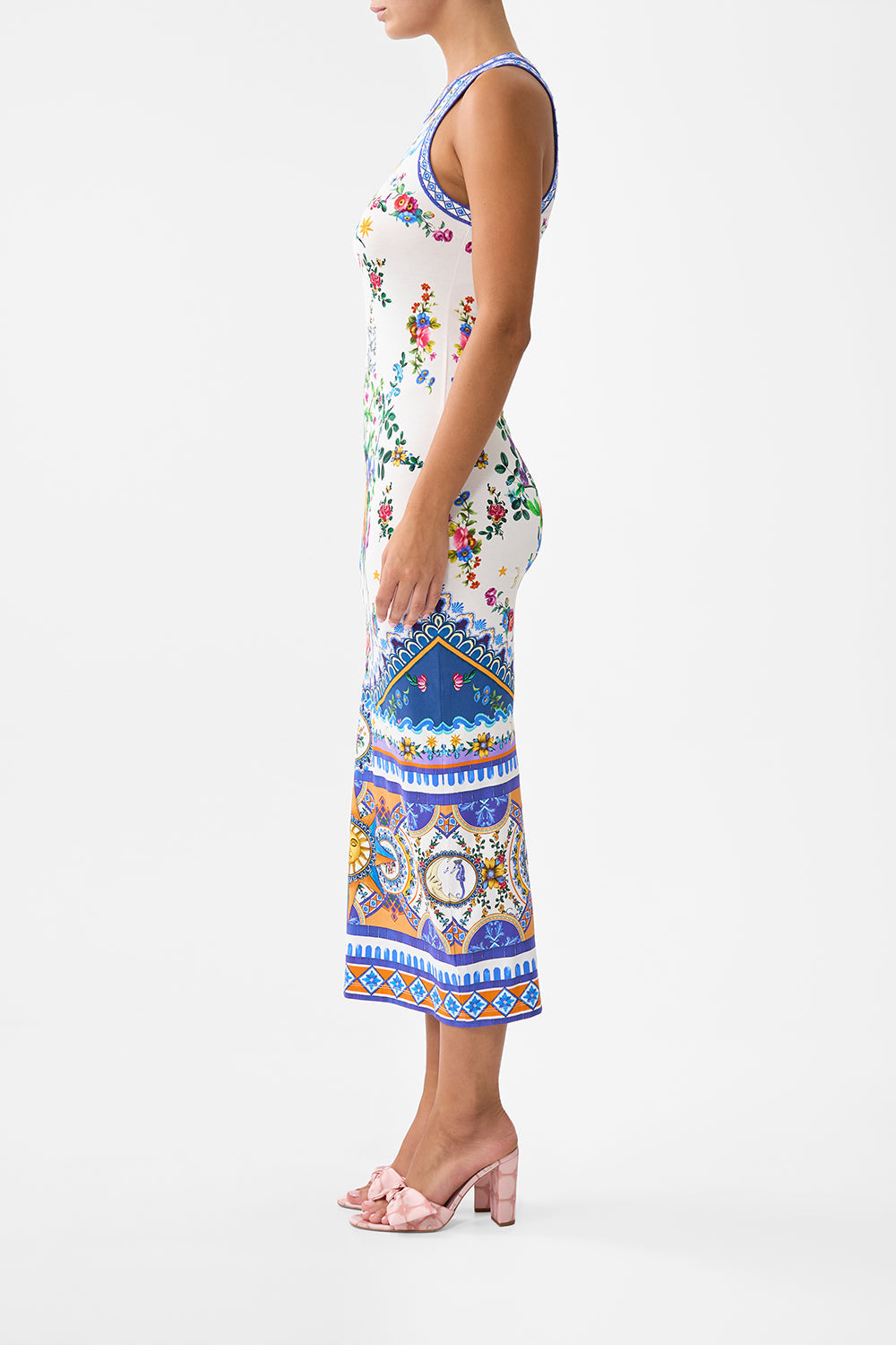 The CAMILLA Jersey Tank Dress in our Tiles Darls print.