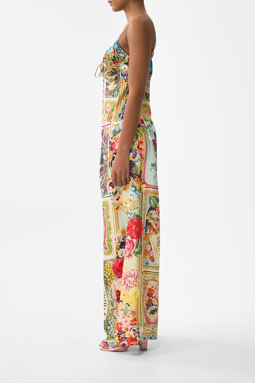 The CAMILLA Gathered Bodice Bias Top in our Soap Opera print.