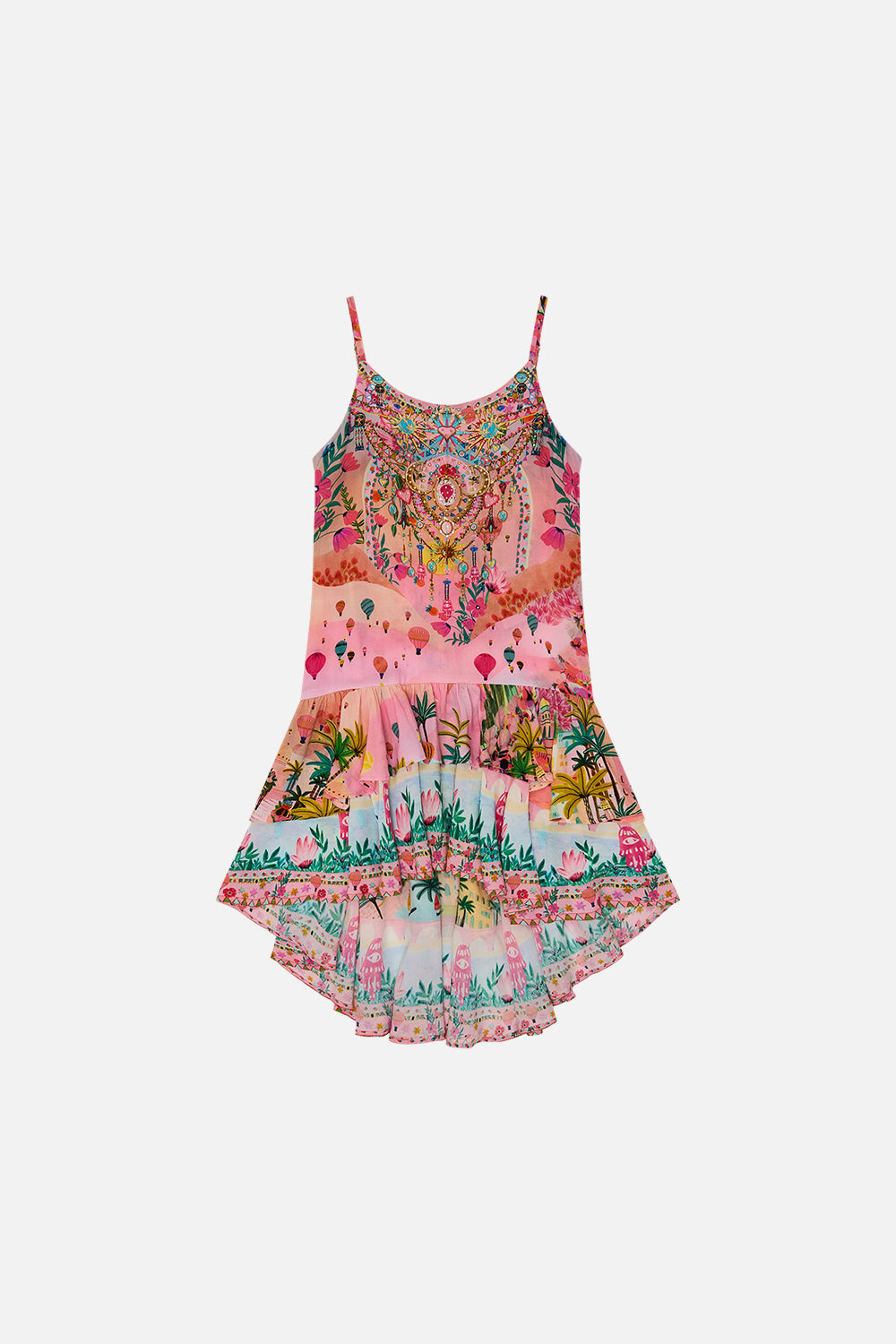 Milla by CAMILLA Kids Tiered Hi Lo Party Dress4-10 in Sister Sunset print.