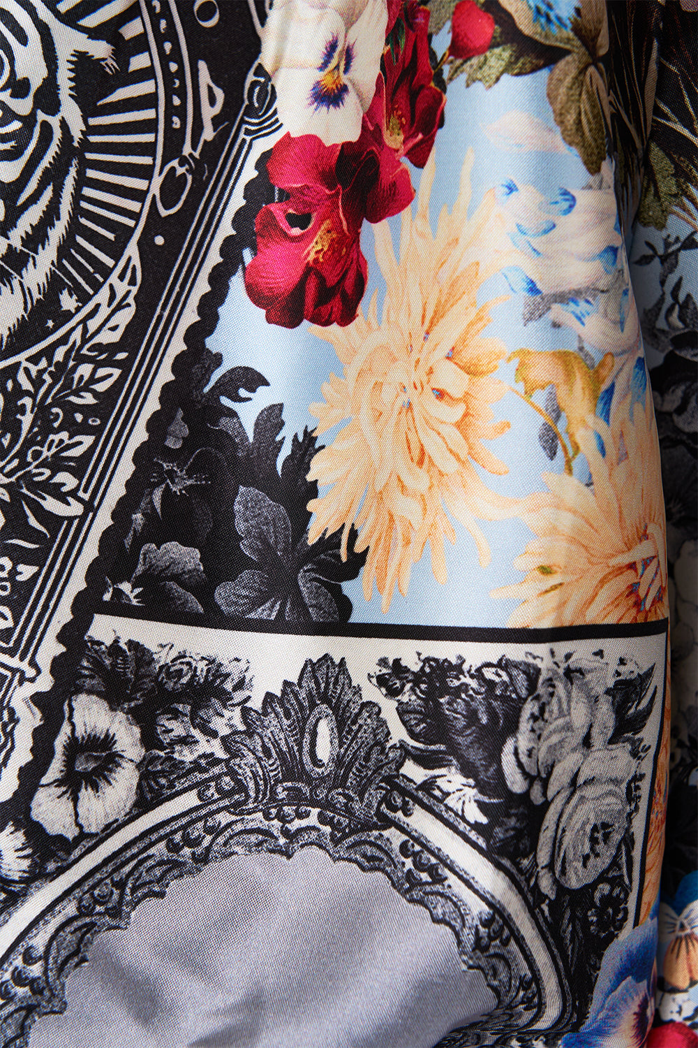 The CAMILLA Off Shoulder Long Puff Dress in our Flower Showers print.