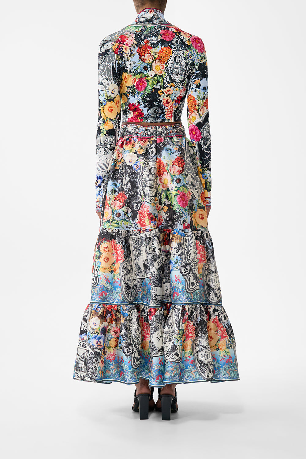 The CAMILLA Cropped Jersey Turtleneck in our Flower Showers print.