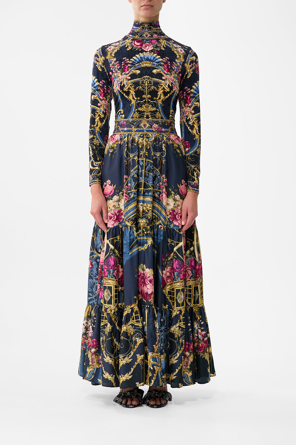 The CAMILLA Jersey Turtleneck in our Ornate On A Plate print.