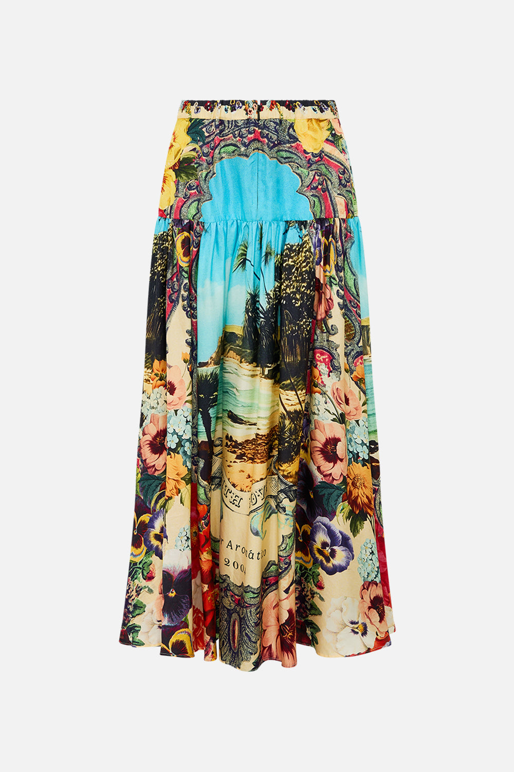 The CAMILLA Fitted Waist Gathered Skirt in our Bathing Bombshell print.