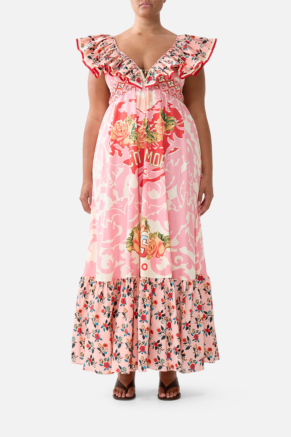 FRILL NECK DRESS WITH HARDWARE PINK PORTO