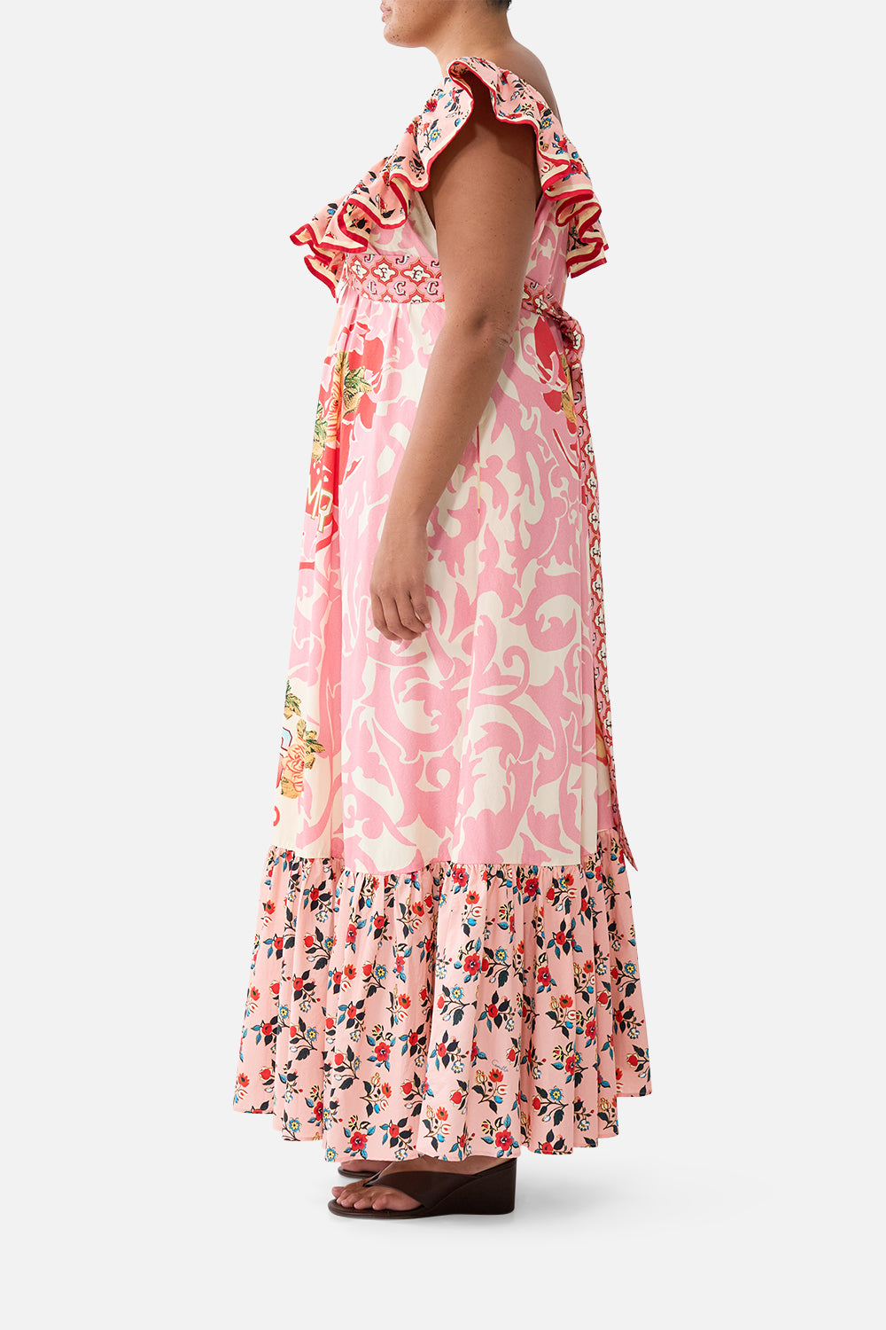 FRILL NECK DRESS WITH HARDWARE PINK PORTO