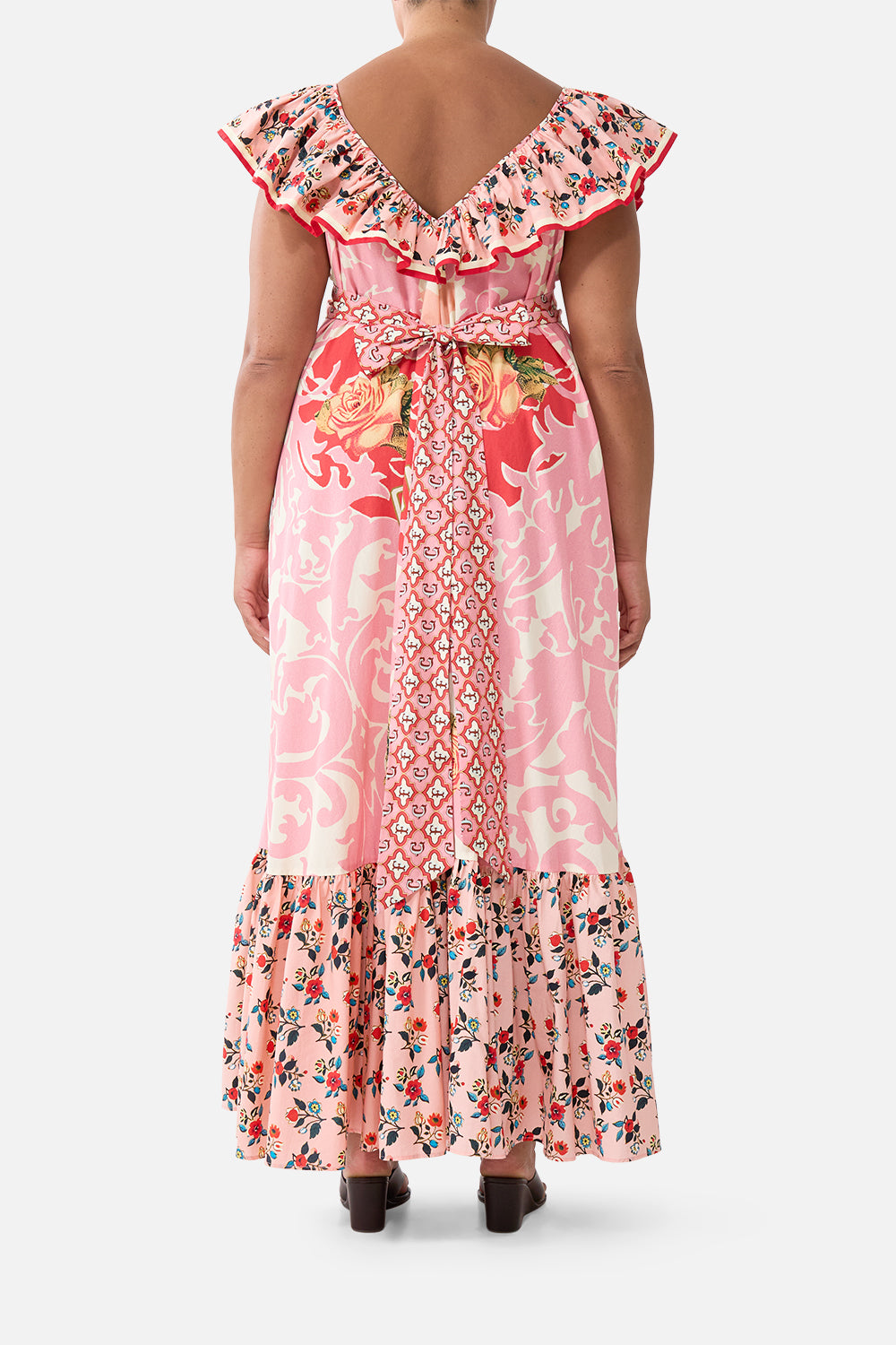 FRILL NECK DRESS WITH HARDWARE PINK PORTO