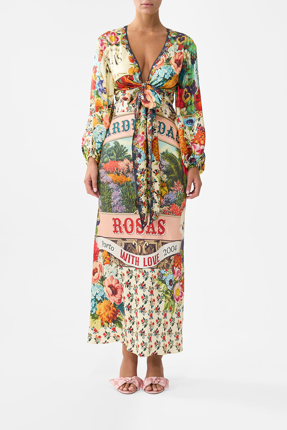 The CAMILLA Blouson Sleeve Bias Dress in our Aromatic Amor print.