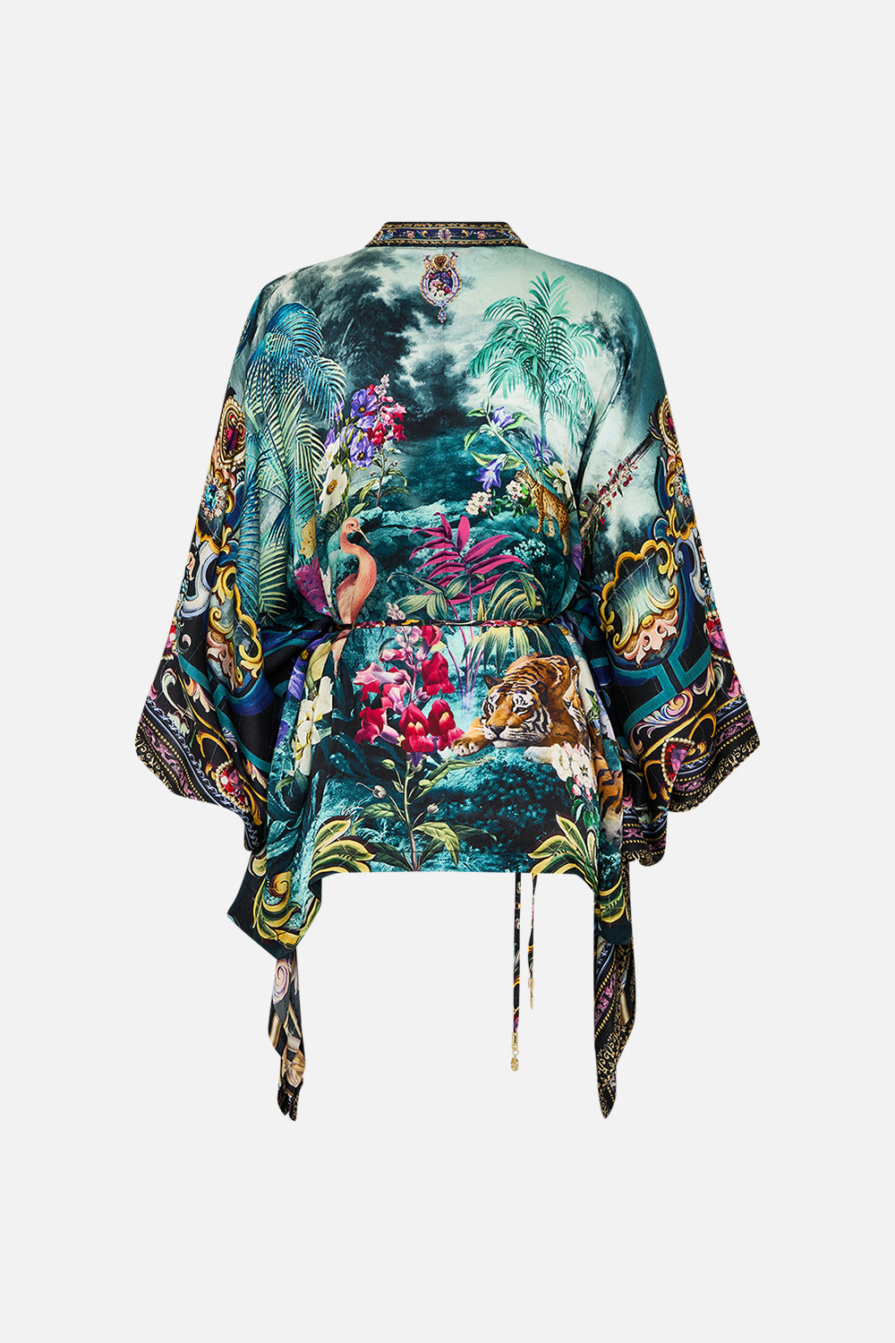 The CAMILLA Button Through Scarf Blouse in our Basked In Baroque print.
