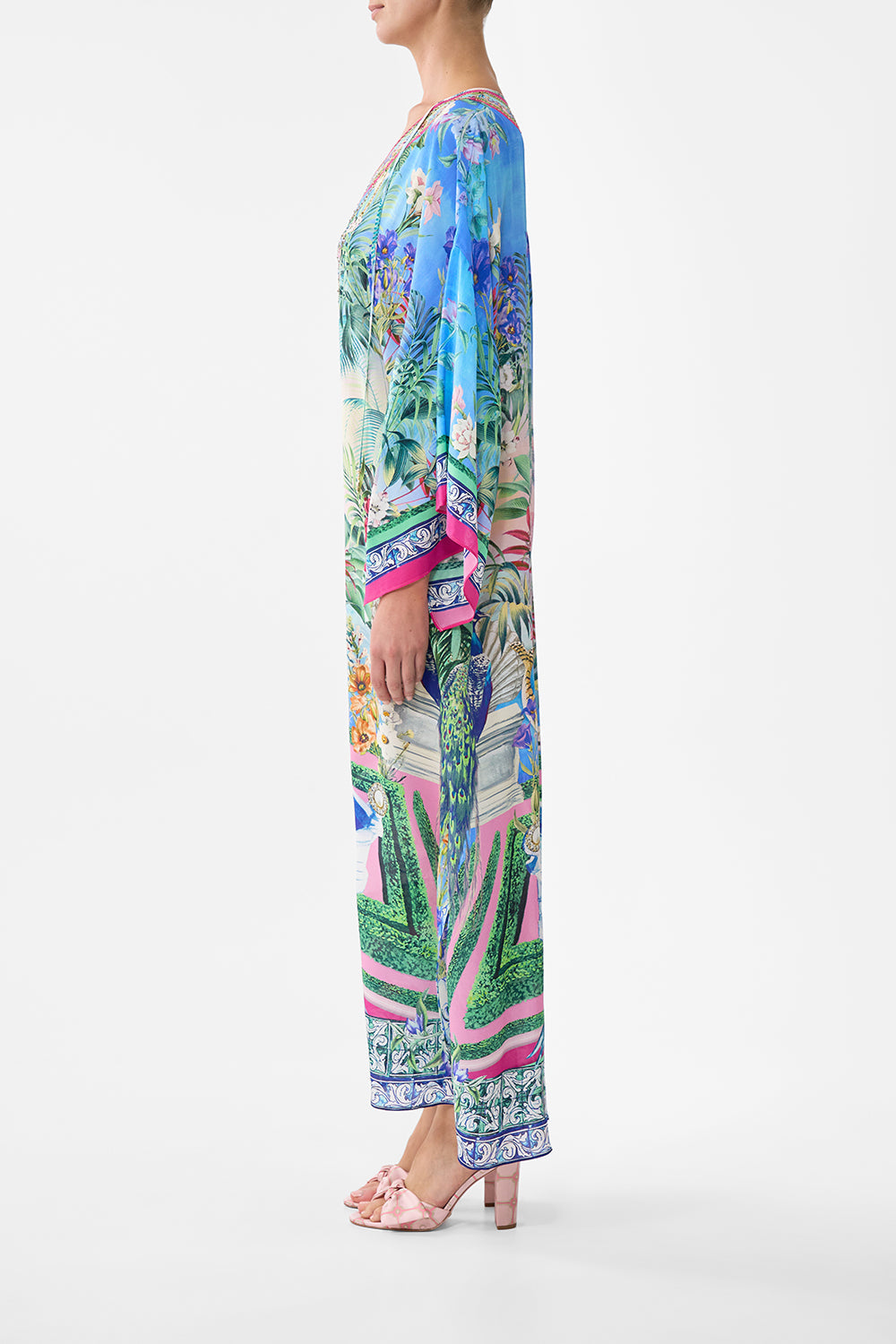 The CAMILLA V Neck Kaftan With Ties in our Spirit Of Santa Maria print.