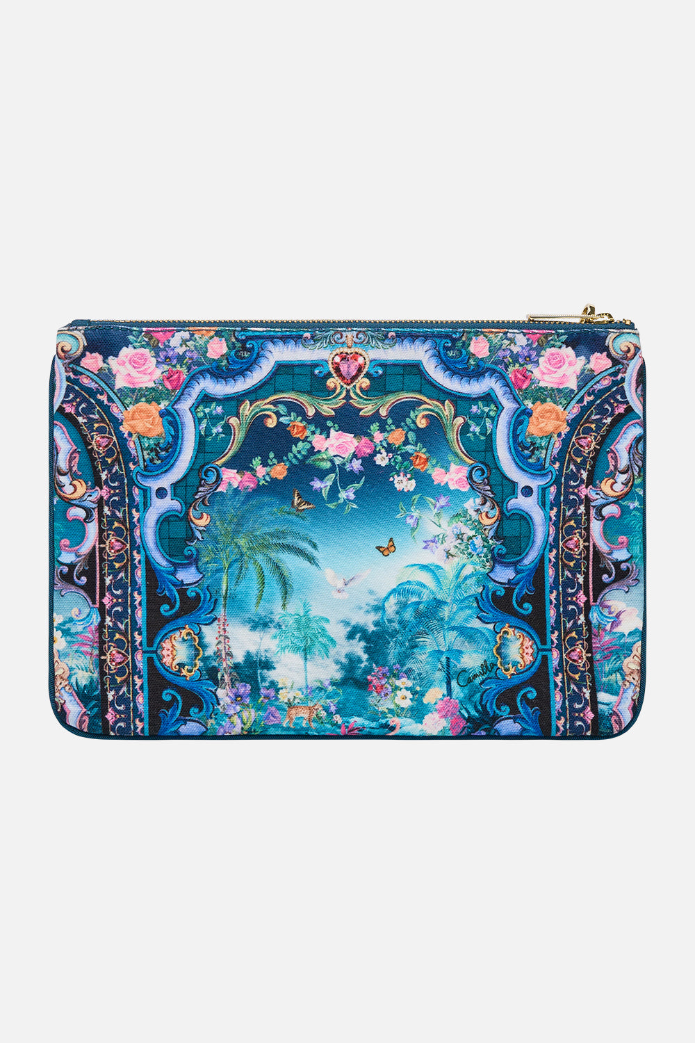 The CAMILLA Small Canvas Clutch in our Basked In Baroque print.