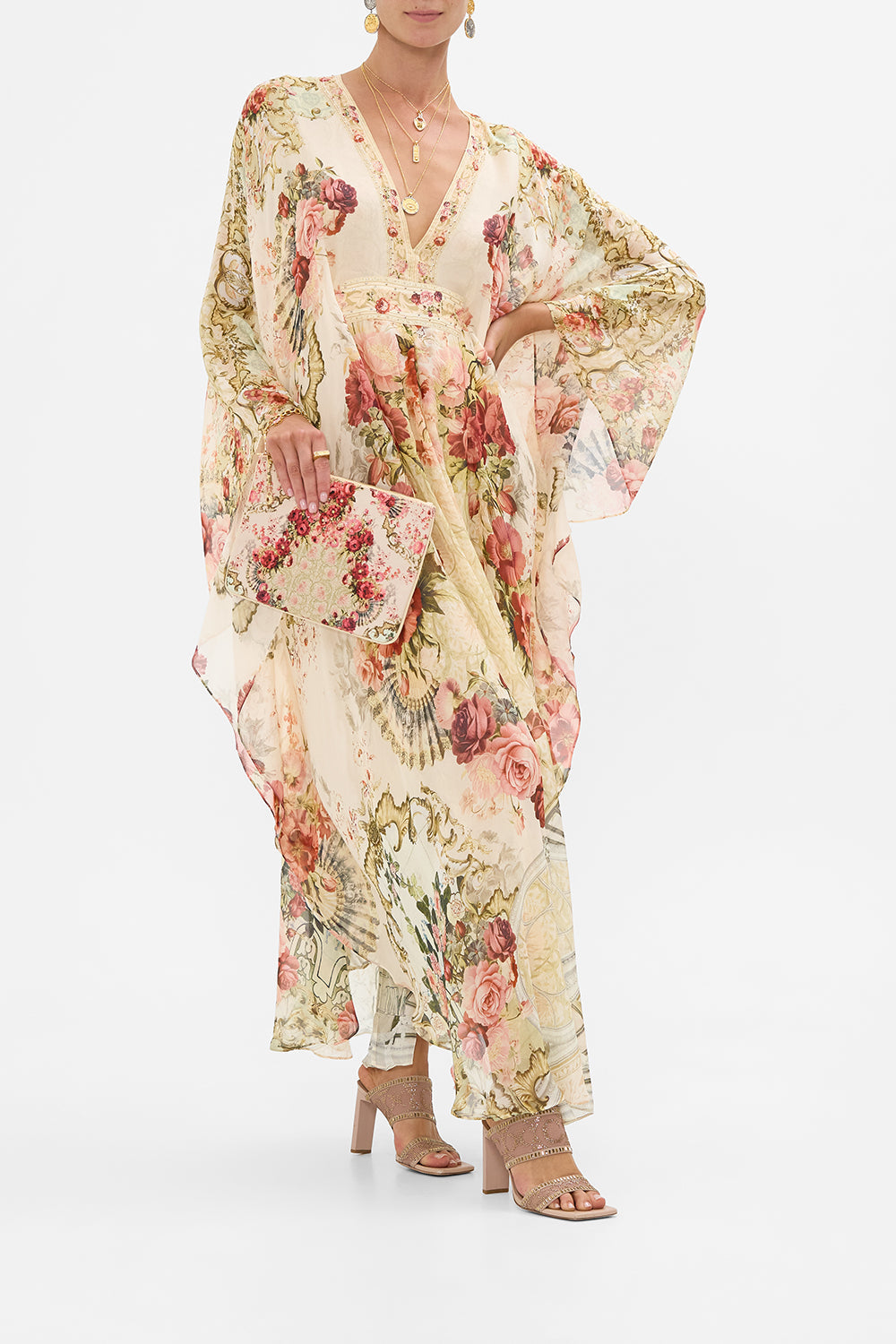 The CAMILLA Small Canvas Clutch in our Meet Me At The Majestic print.