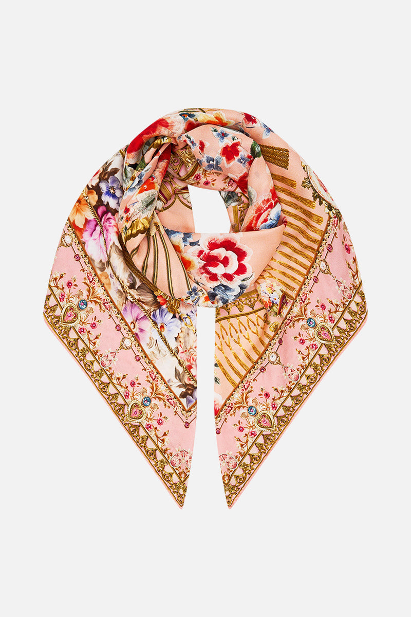 LARGE CRYSTALLED SILK SQUARE SCARF DAUGHTERS OF DUENDE