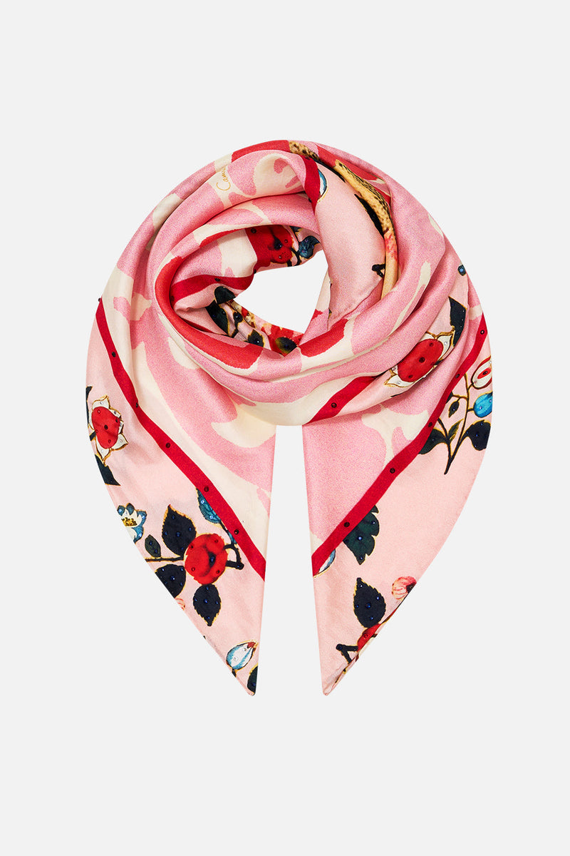 LARGE CRYSTALLED SILK SQUARE SCARF SPIRIT OF SANTA MARIA