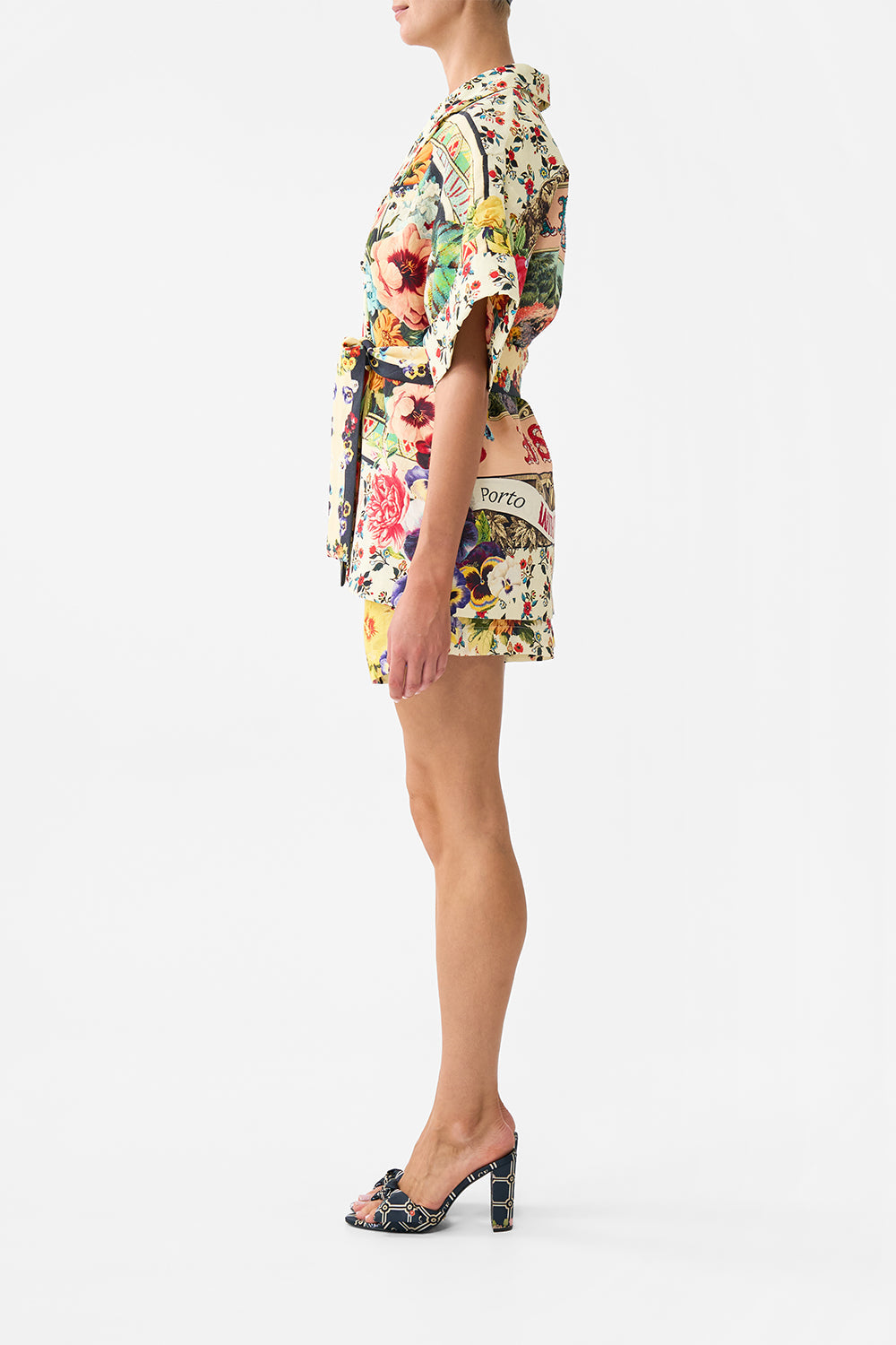 The CAMILLA Double Breasted Short Sleeve Jacket in our Aromatic Amor print.