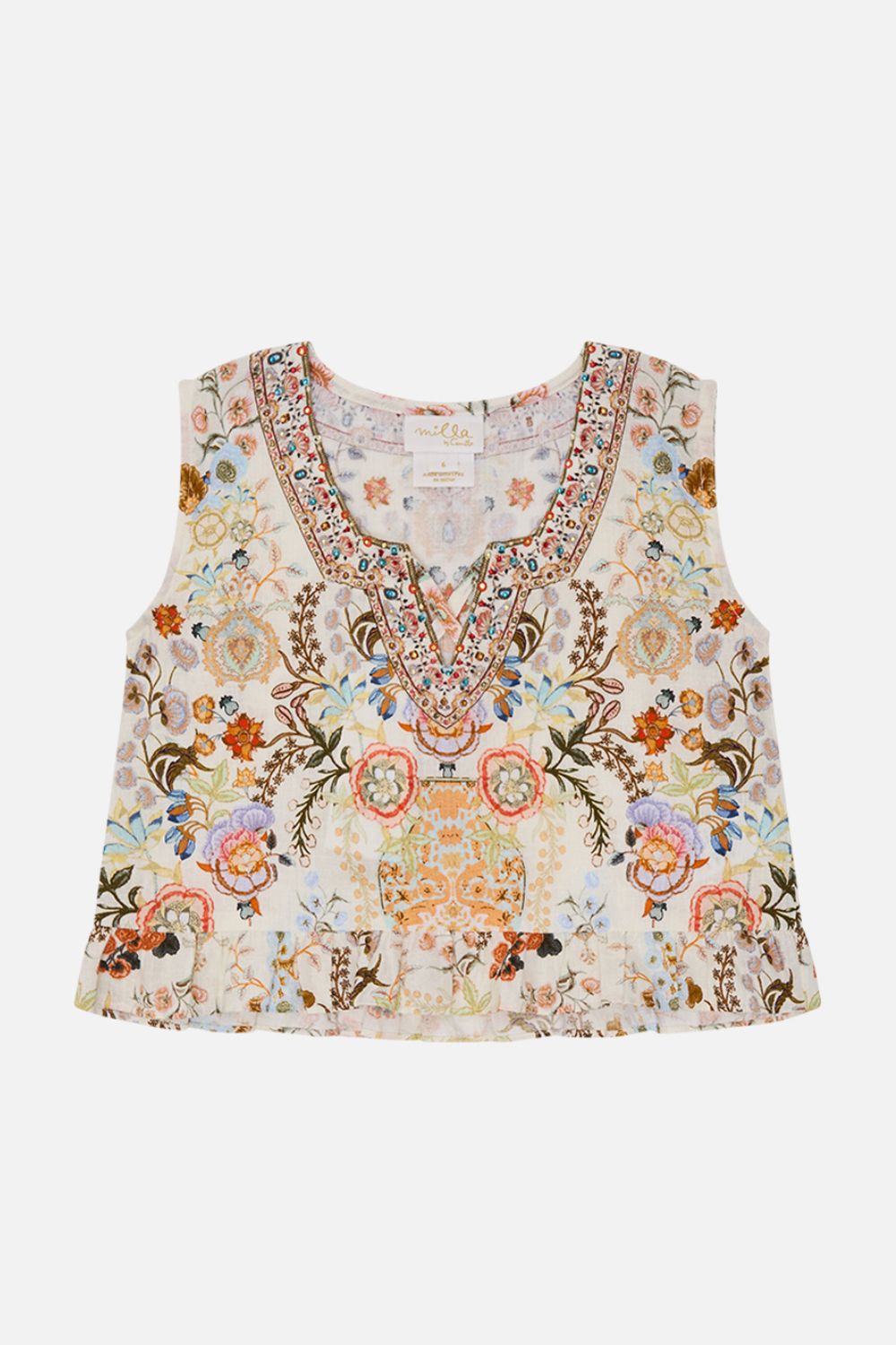 Milla By CAMILLA Kids Crop with Frill Hem 12-14 in Honour of Heirlooms print