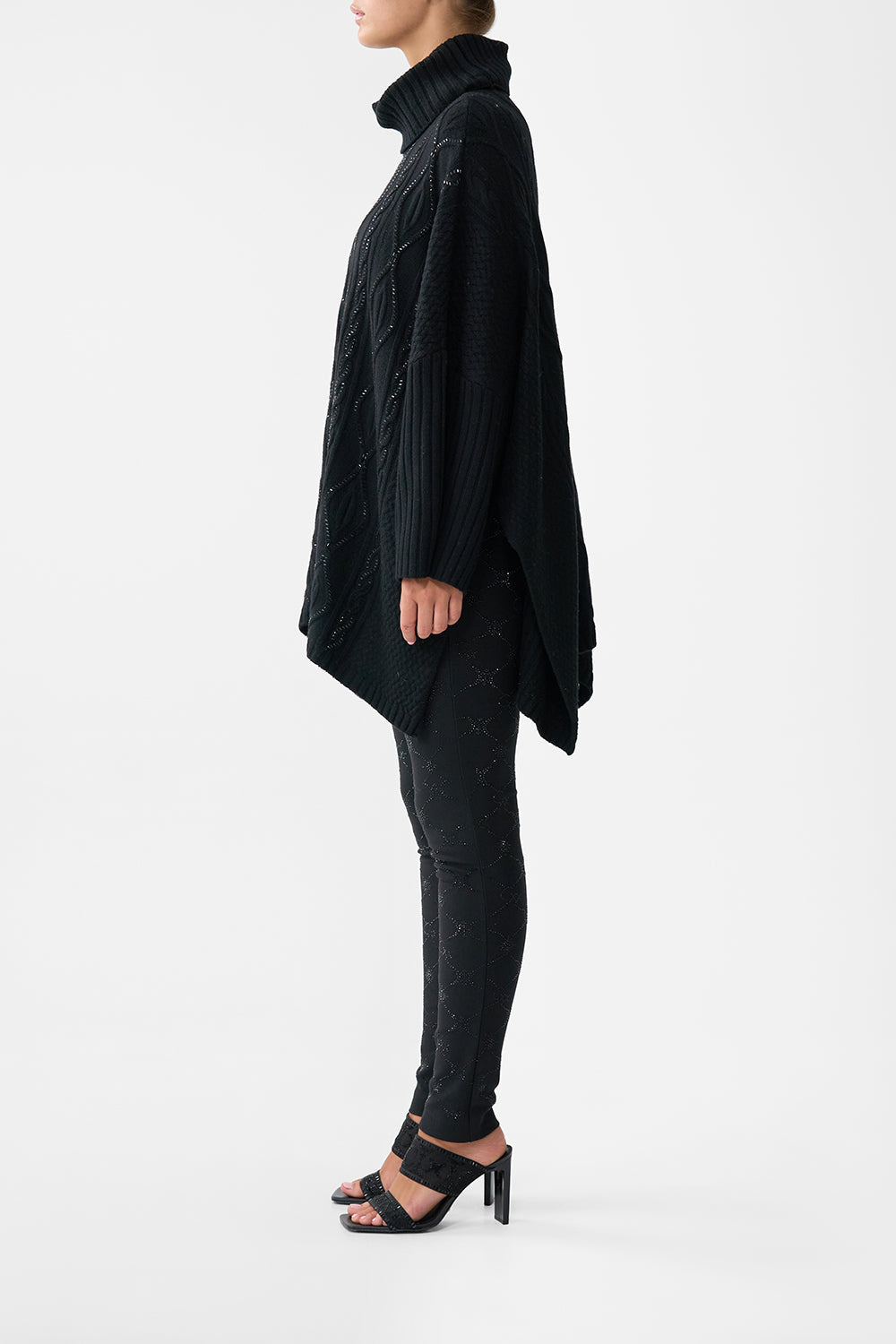 The CAMILLA Roll Neck Knit Jumper in our Solid Black print.