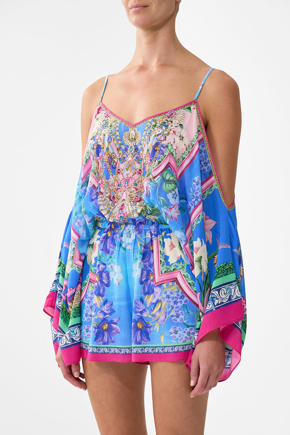 The CAMILLA Drop Shoulder Playsuit in our Spirit Of Santa Maria print.