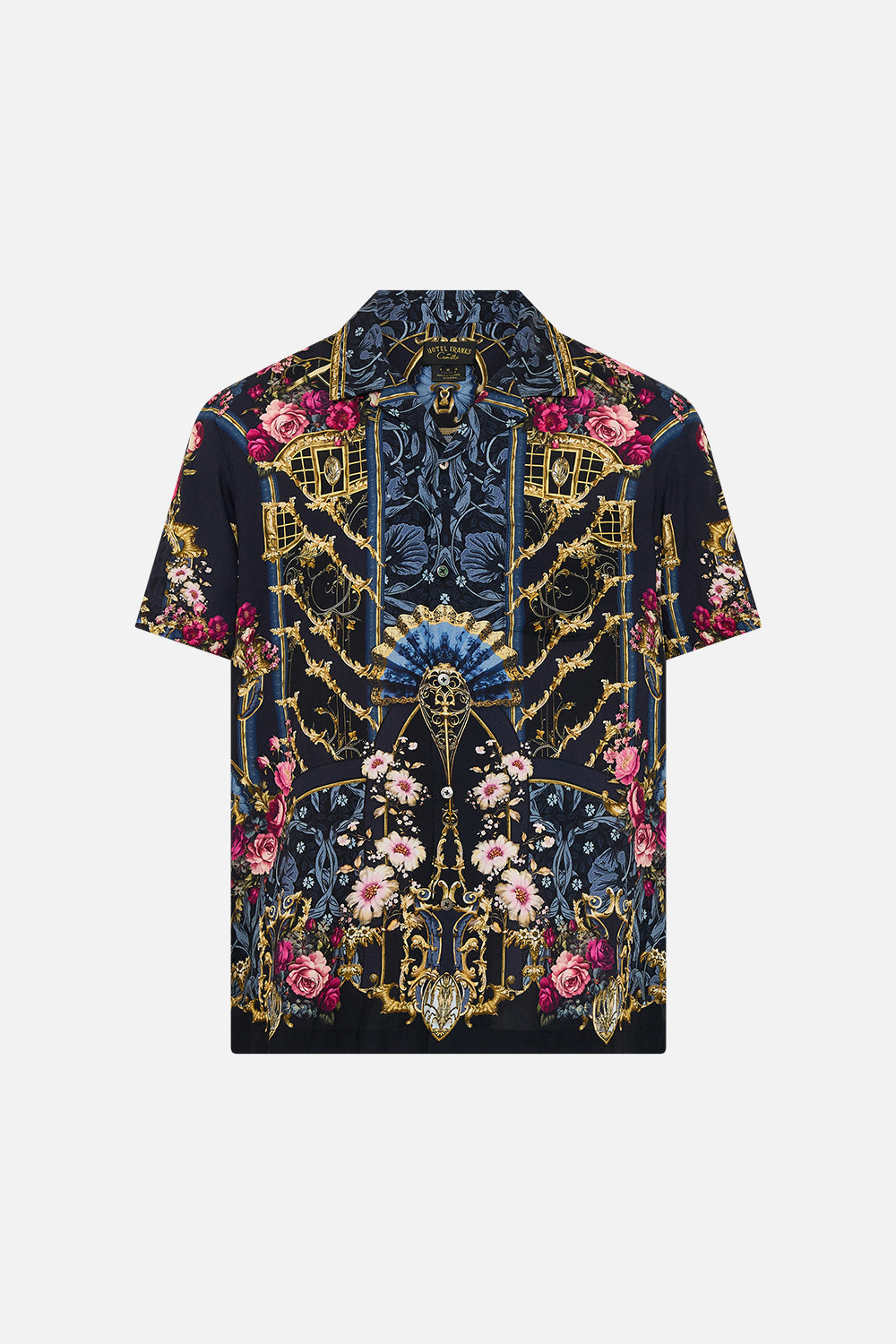 The CAMILLA Short Sleeve Camp Collared Shirt in our Ornate On A Plate print.