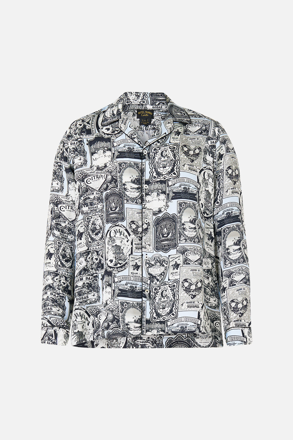 The CAMILLA Long Sleeve Camp Collared Shirt in our Flower Showers print.