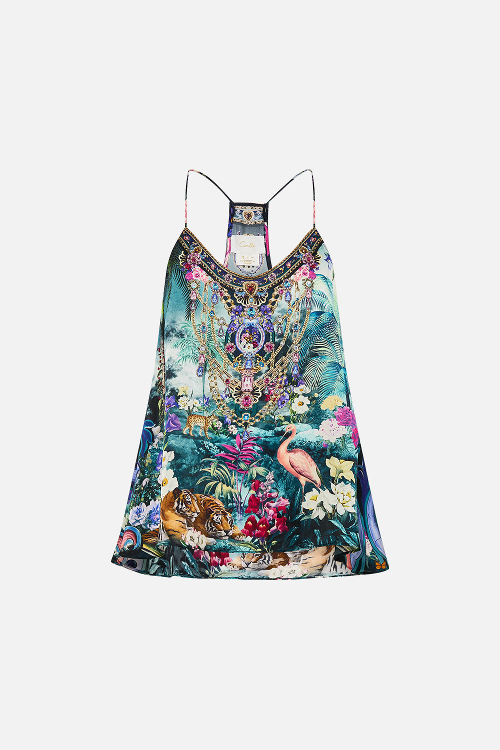 The CAMILLA T Back Shoestring Top in our Basked In Baroque print.