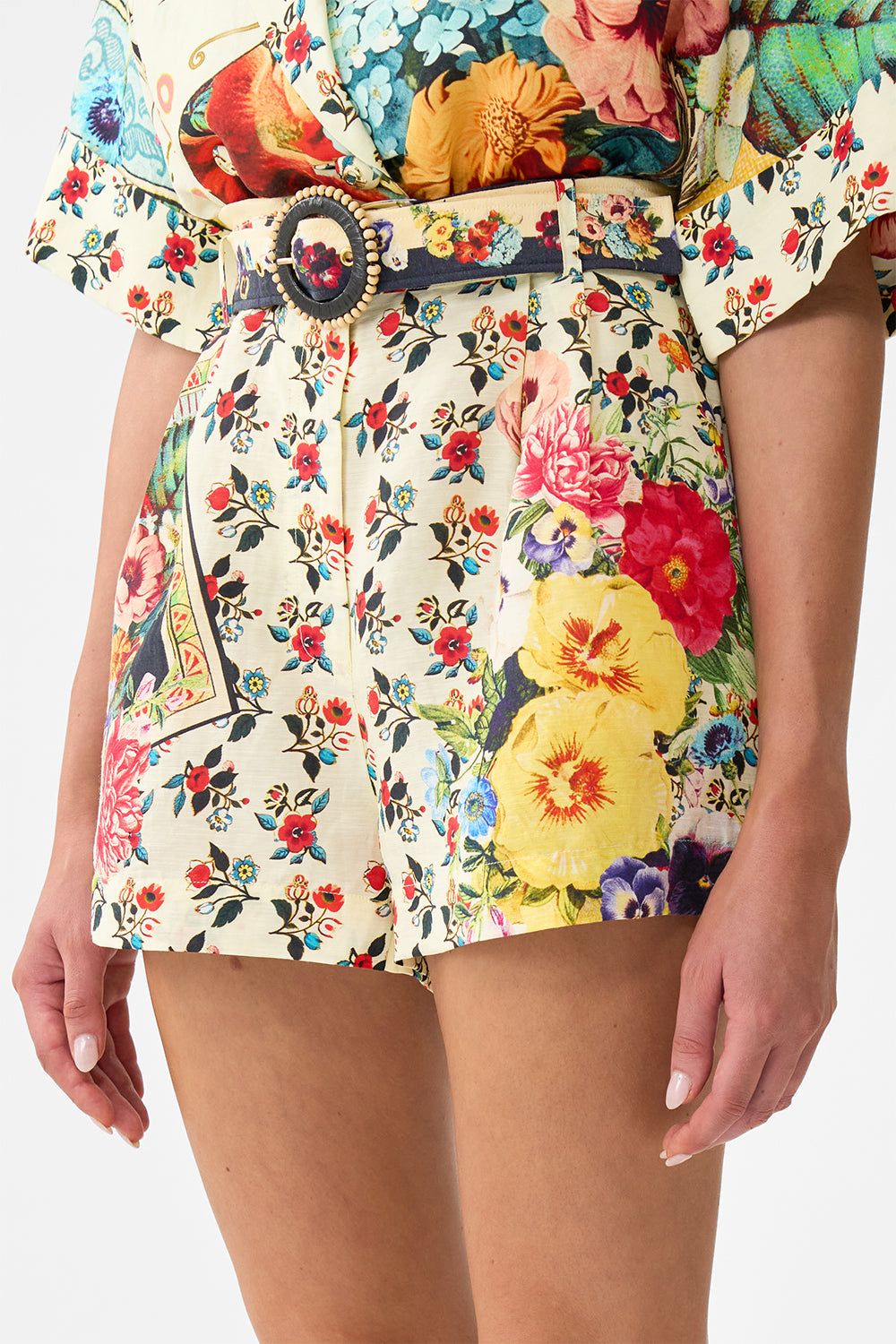 The CAMILLA Tuck Front Short in our Aromatic Amor print.