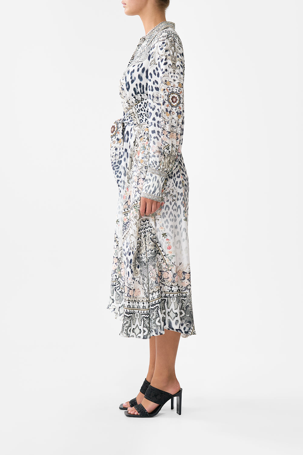 The CAMILLA Waist Tie Shirt Dress in our Marble Heaven print.