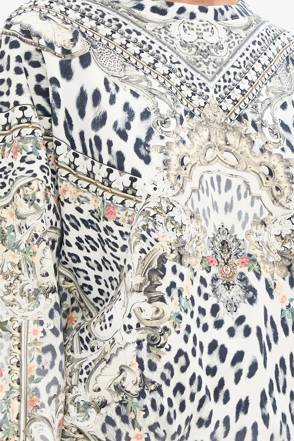 The CAMILLA Tuck Detail Sweater in our Marble Heaven print.